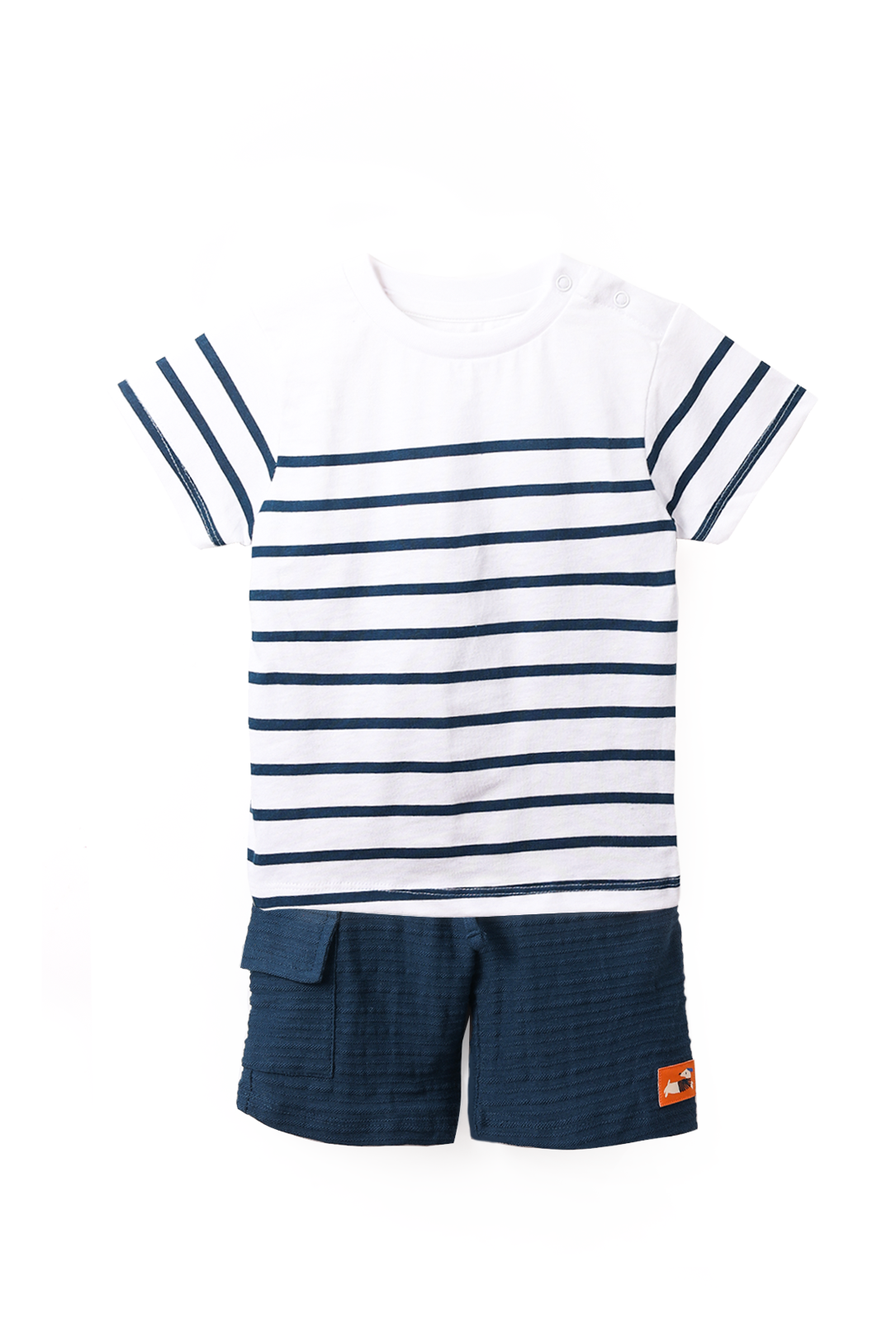 NUBERRY KIDS - BOY STRIPED TEES AND JACQUARD SHORTS ORANGE