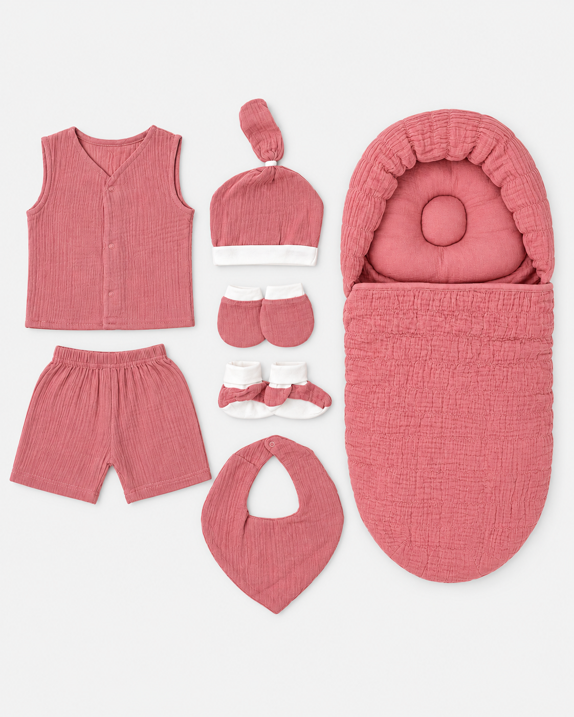 Nuberry Baby Bedding Combo with Jabla, Cap, Mittens, Booties & Bib β Peach | A Little Bundle of Love