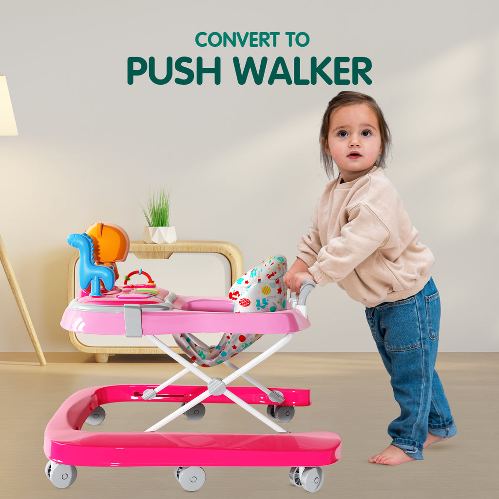 1st Step Walker with Push Handle, Musical Play Tray and Multi Level Height Adjustment