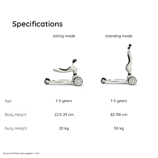 Scoot & Ride Highwaykick 1, 2-in-1 Kids Scooter with Seat, Steel