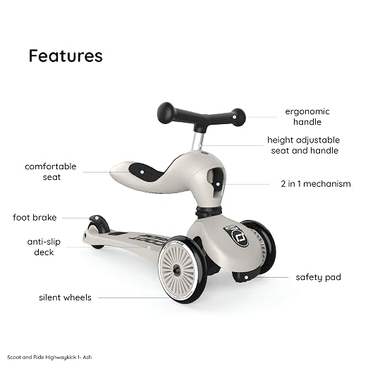 Scoot & Ride Highwaykick 1, 2-in-1 Kids Scooter with Seat, Steel