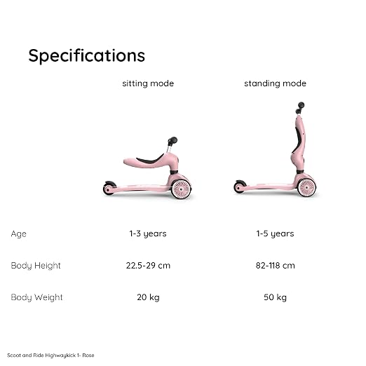 Scoot & Ride Highwaykick 1, 2-in-1 Kids Scooter with Seat, Steel