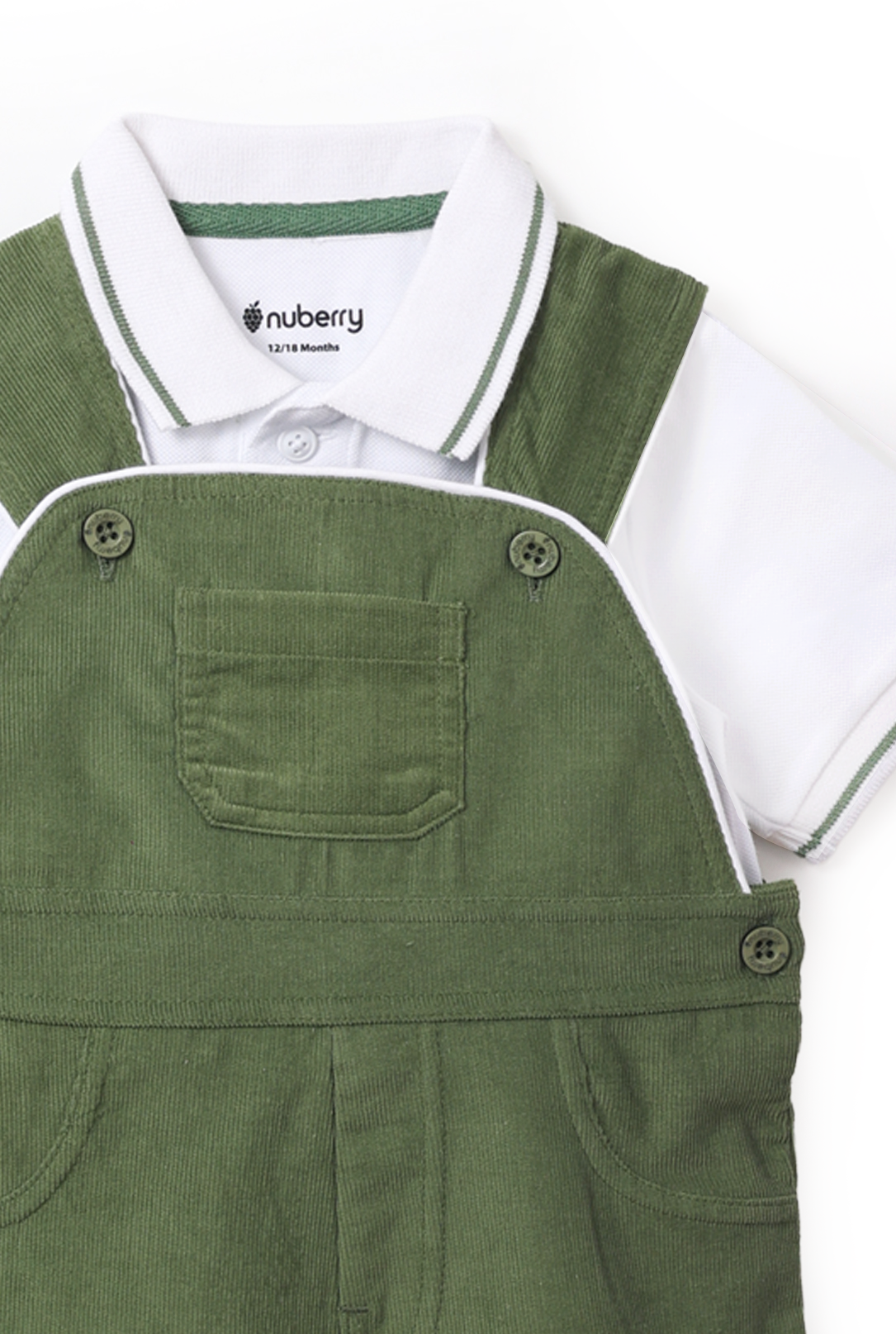 NUBERRY KIDS - BOY CORDUROY DUNGAREE GREEN