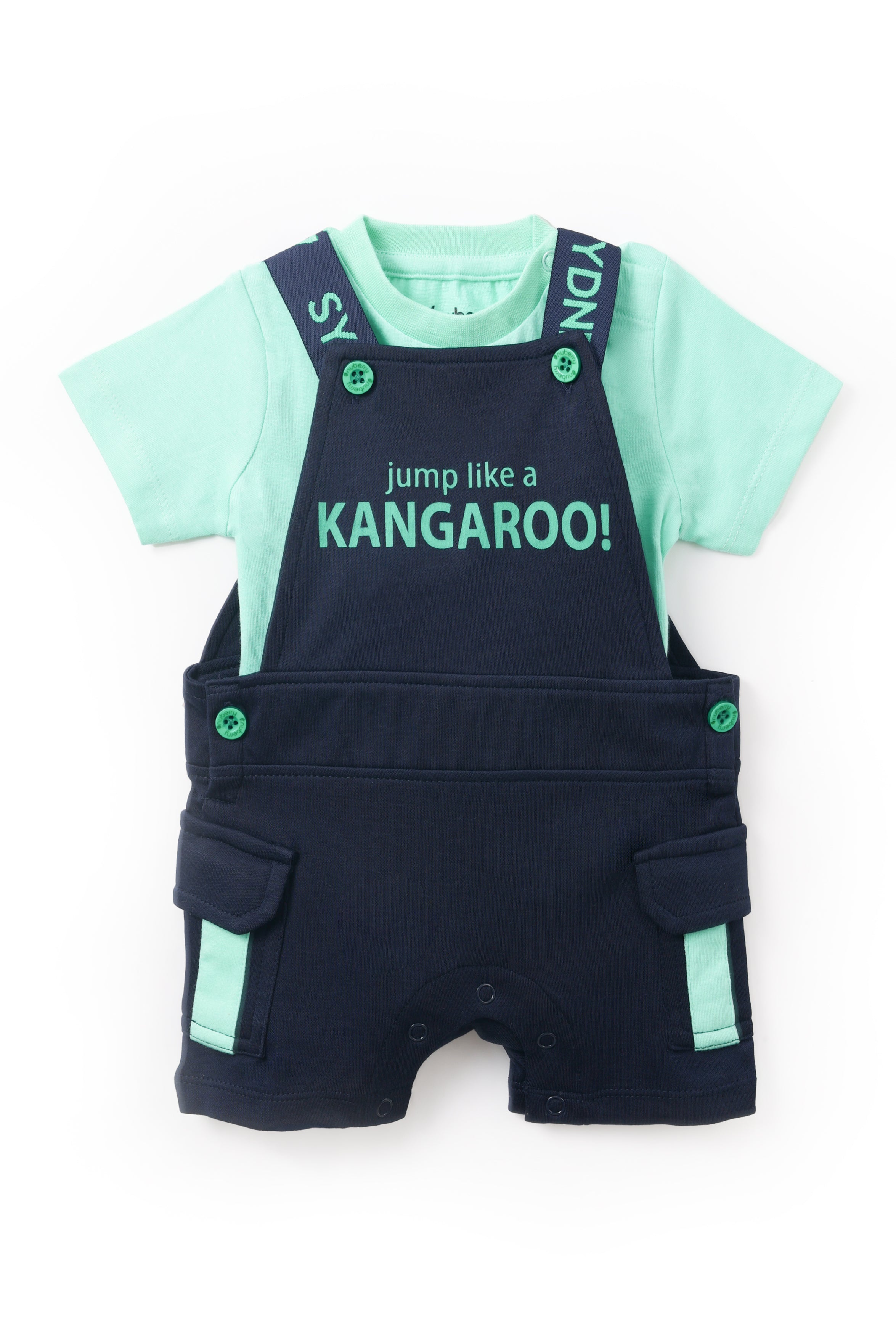 NUBERRY KIDS - BOY KNITED DUNGAREE (jump like a kangaroo!) NAVY