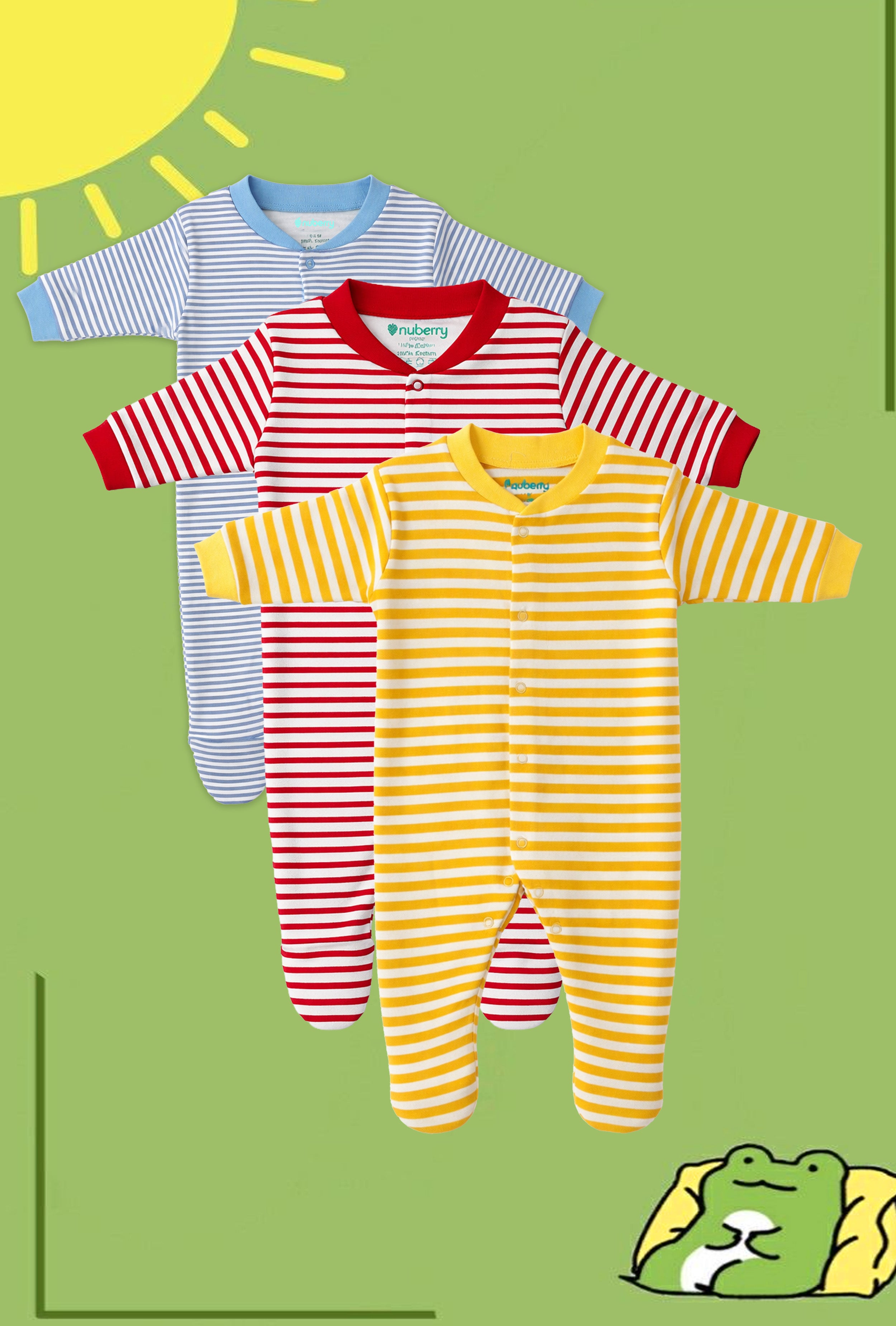 Chosen by Moms | Loved by Babies | Pure Cotton Sleep Suits (Pack of 3)