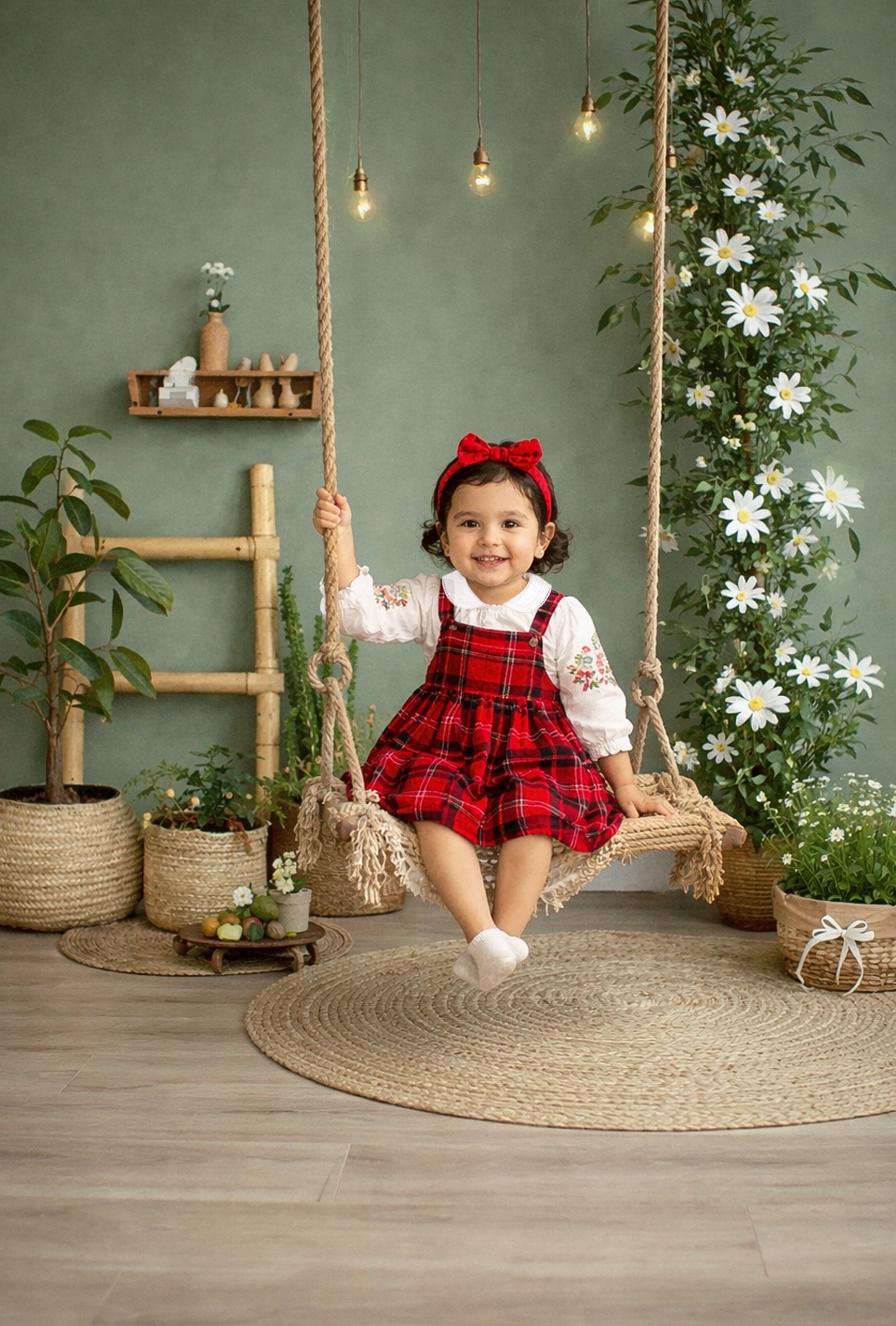 Nuberry Girl Dungaree | Soft & Breathable | Red