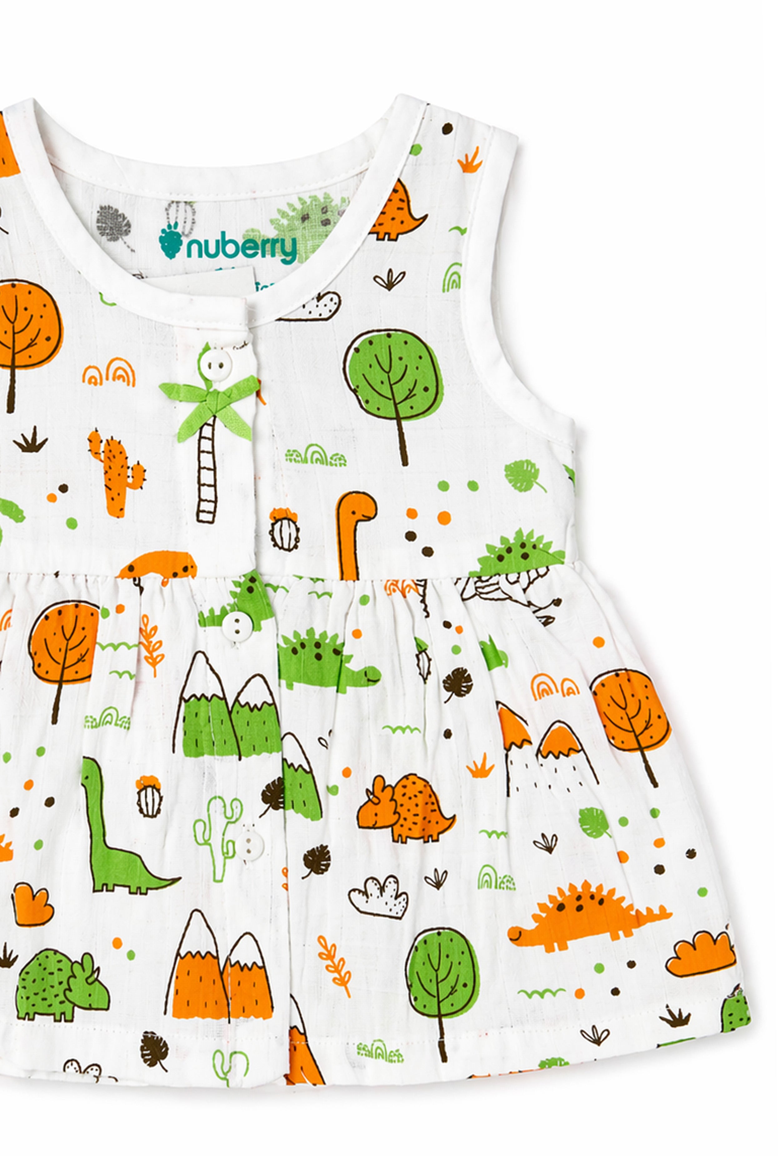 Nuberry Newborn Girls Sleeveless Muslin Frock
