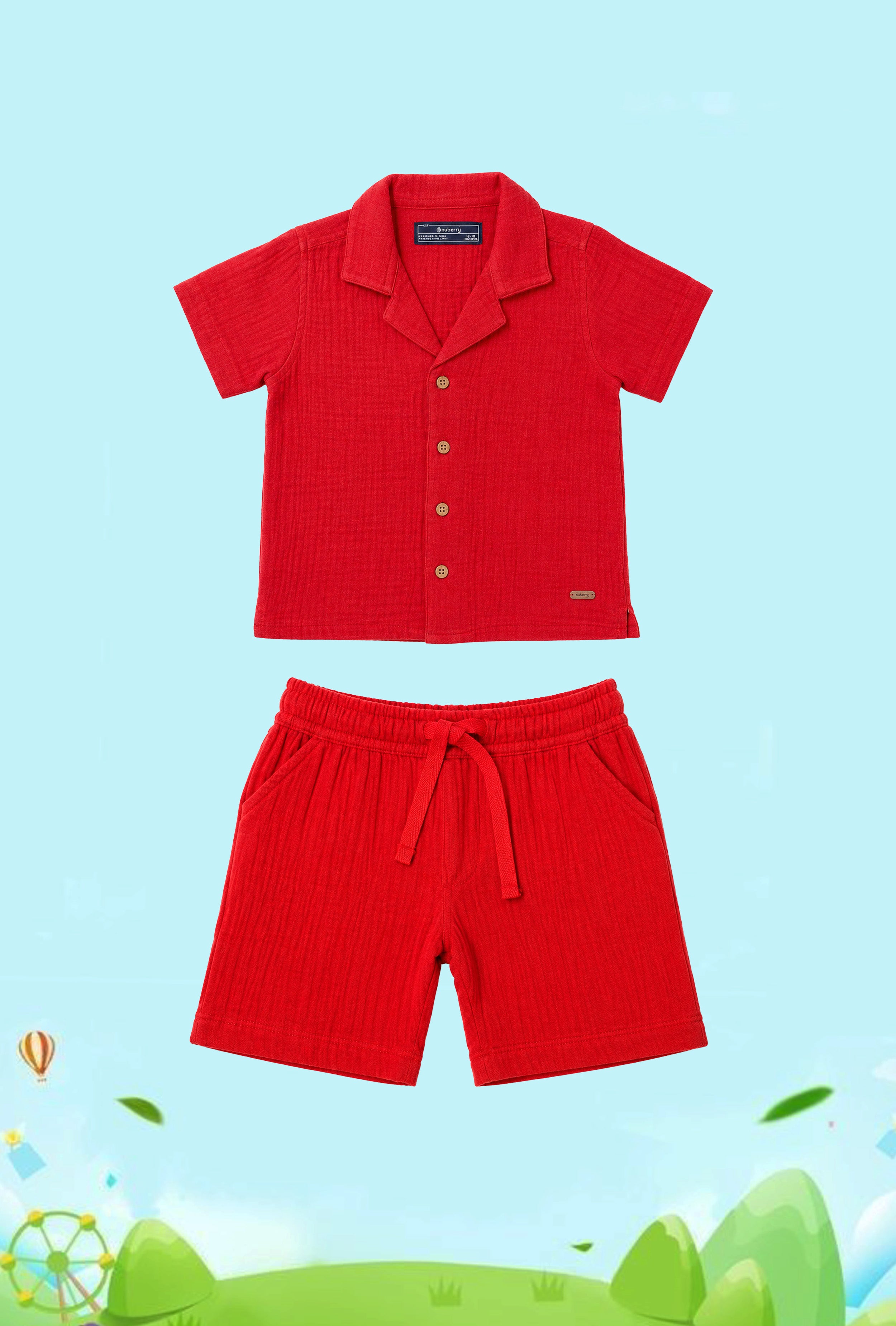 Nuberry Muslin Jabla Half Sleeve & Shorts | Soft Hugs for Your Little One