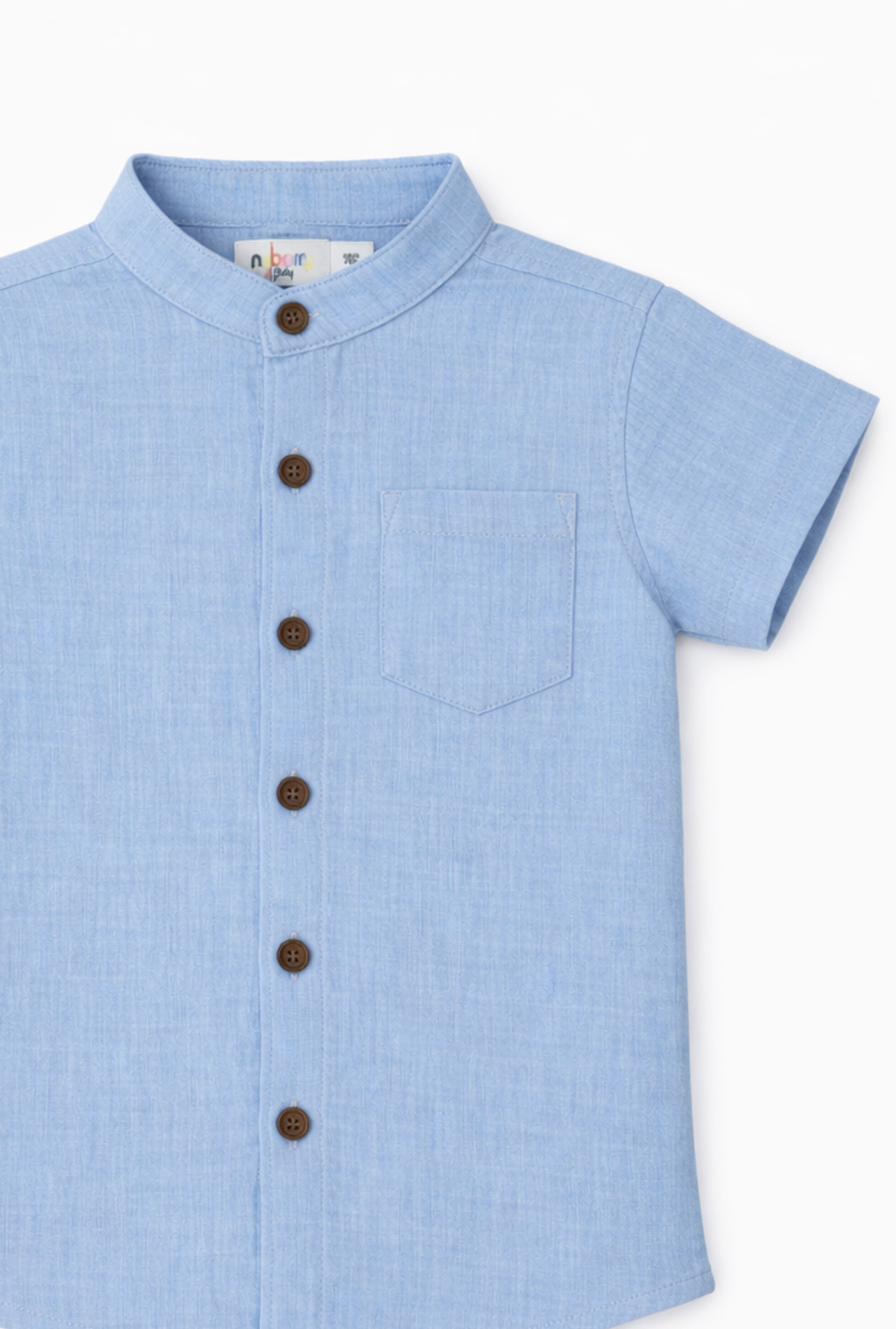 Nuberry Kids Half Sleeve Shirt | Sky Blue | Grey