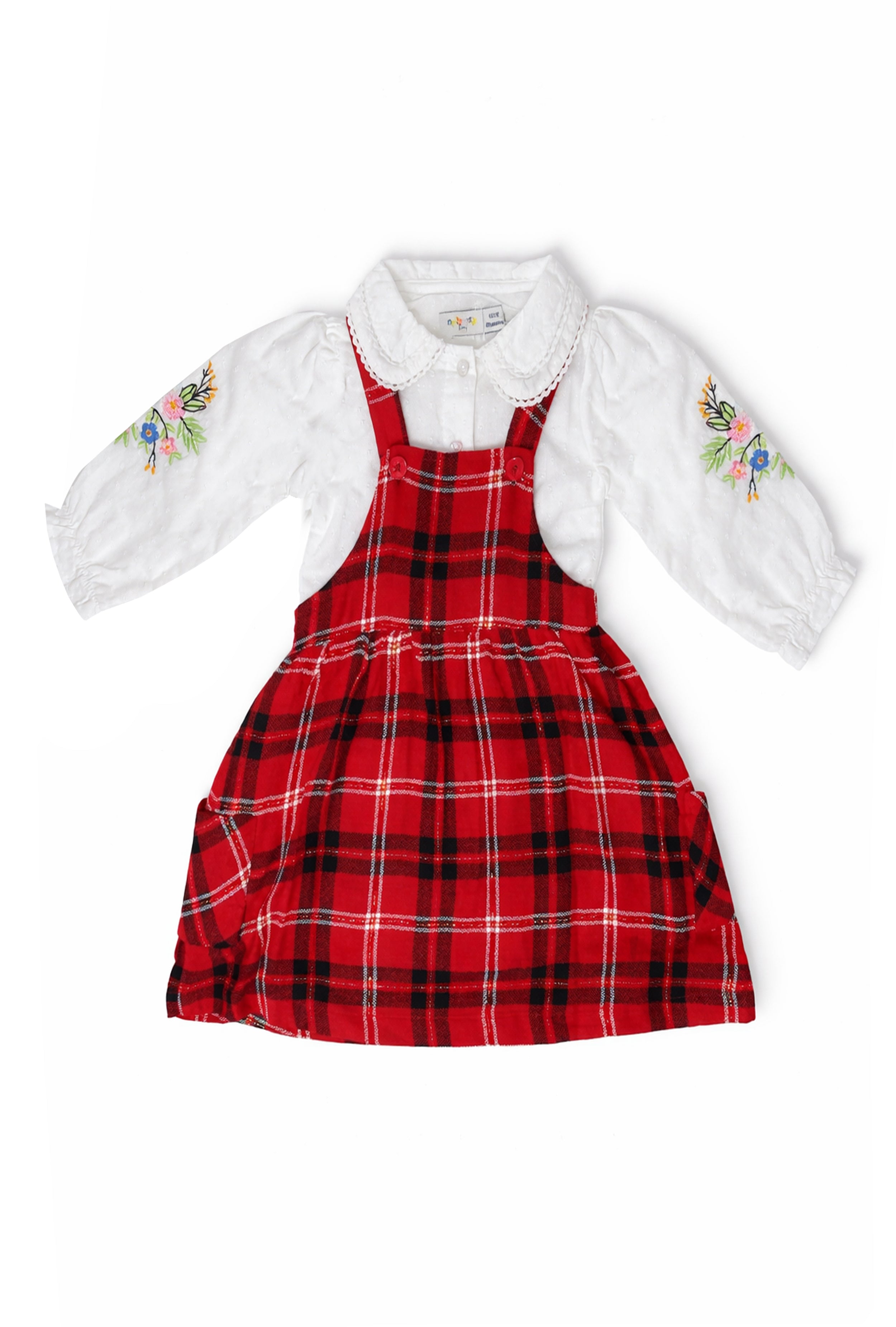 Nuberry Girl Dungaree | Soft & Breathable | Red