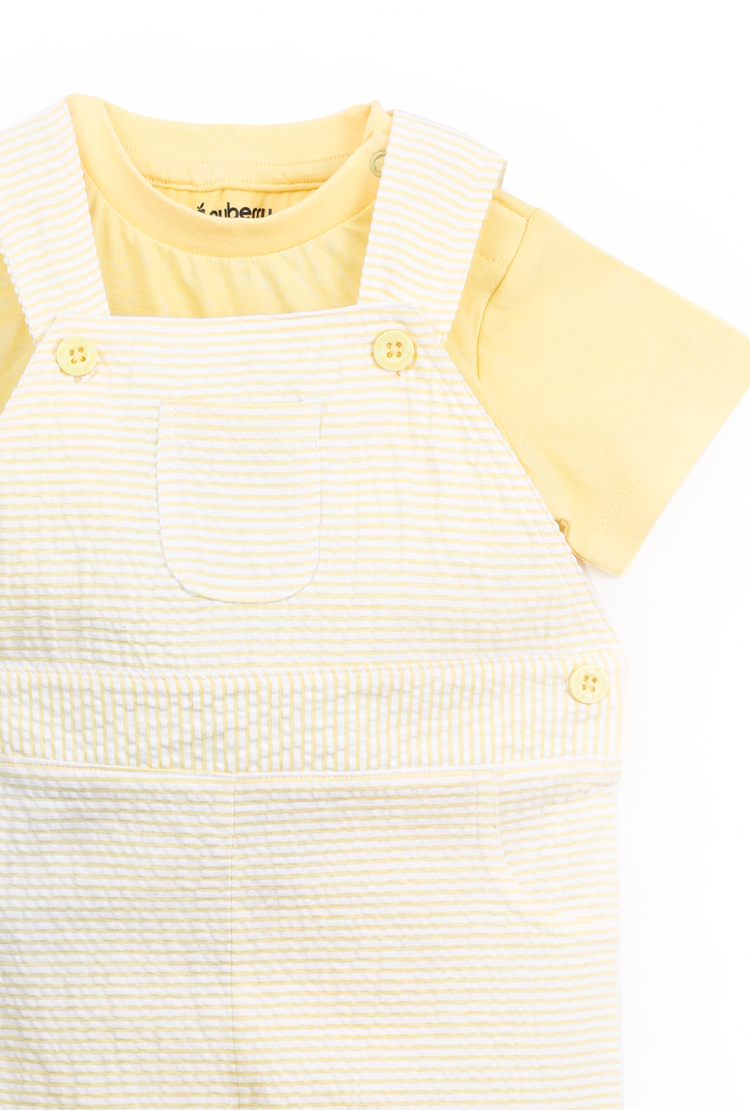 NUBERRY KIDS - BOY SEERSUCKER DUNGAREE YELLOW