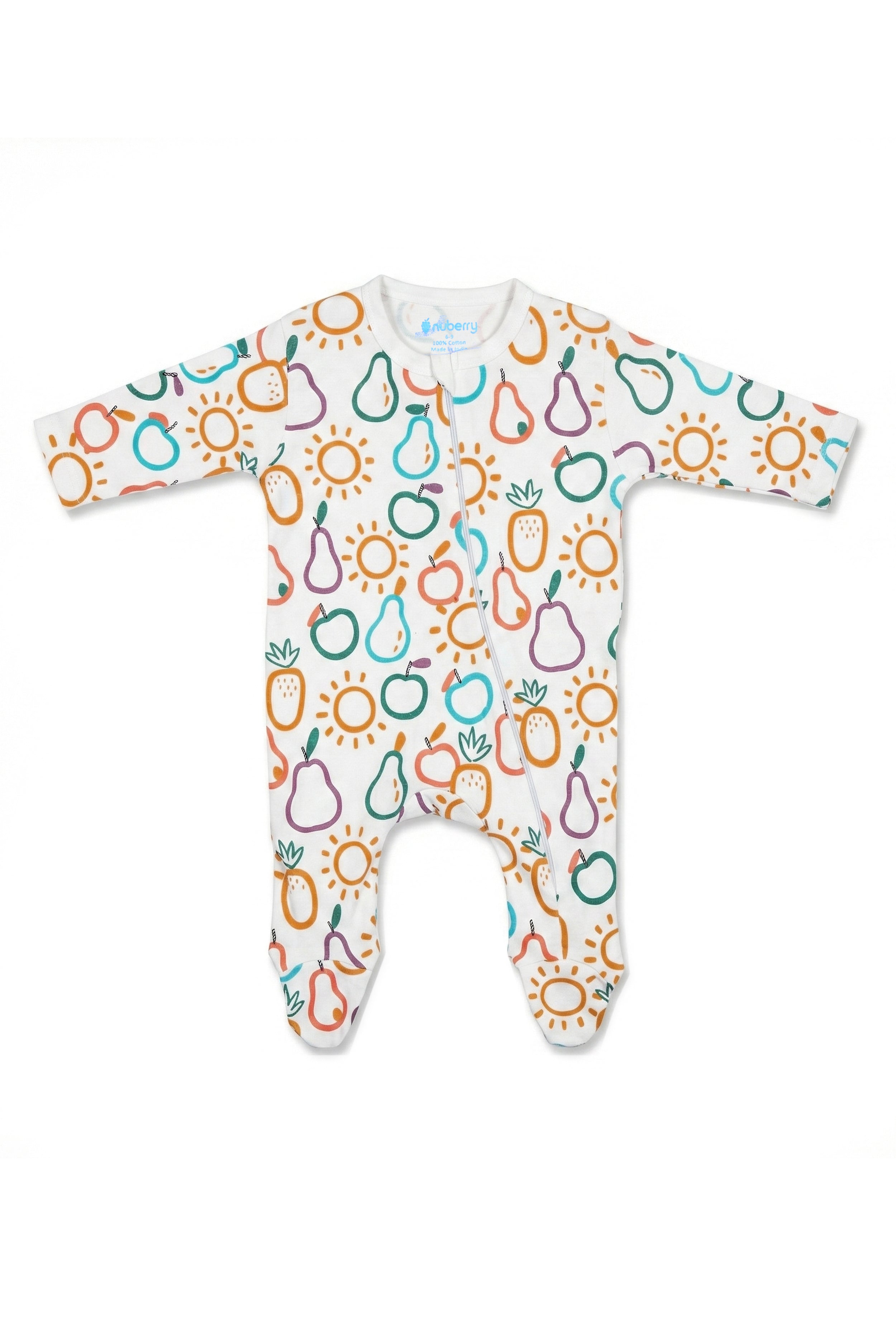 Nuberry Pure Cotton Baby Sleep Suit – 3 Set Pack | Breathable, Gentle & Safe | Designed in Australia