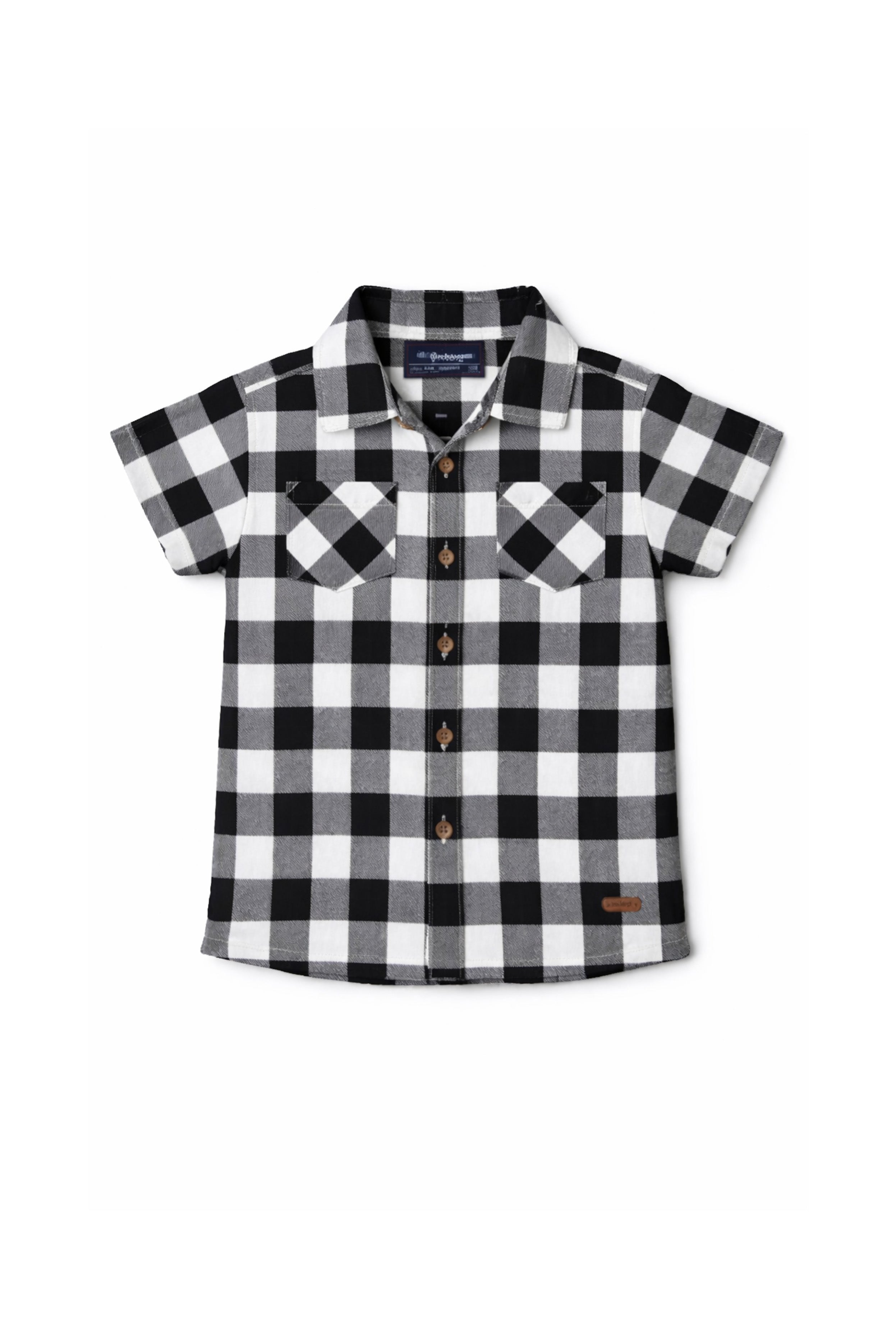 Nuberry Kids Half Sleeve Checks Shirt | White