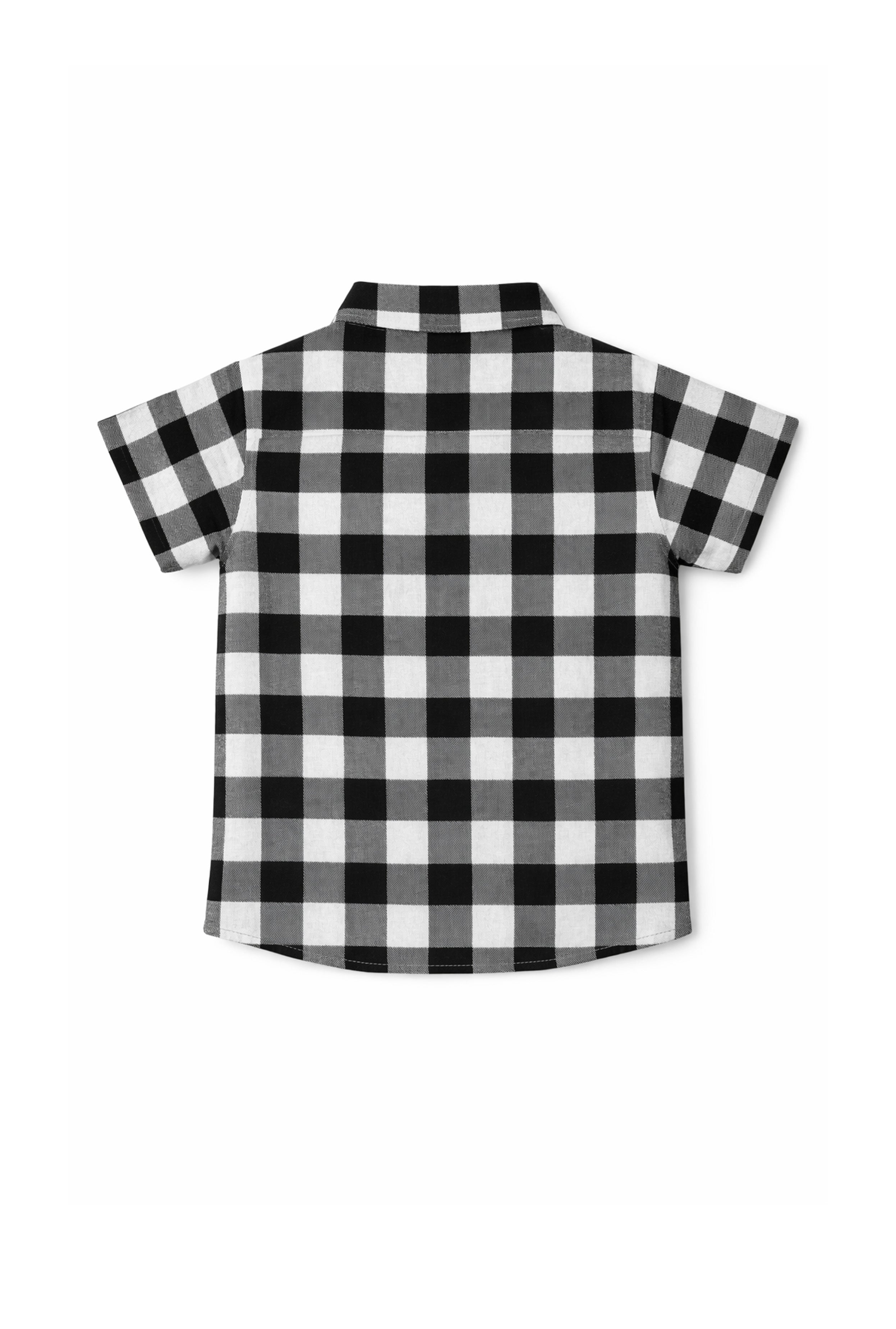 Nuberry Kids Half Sleeve Checks Shirt | White