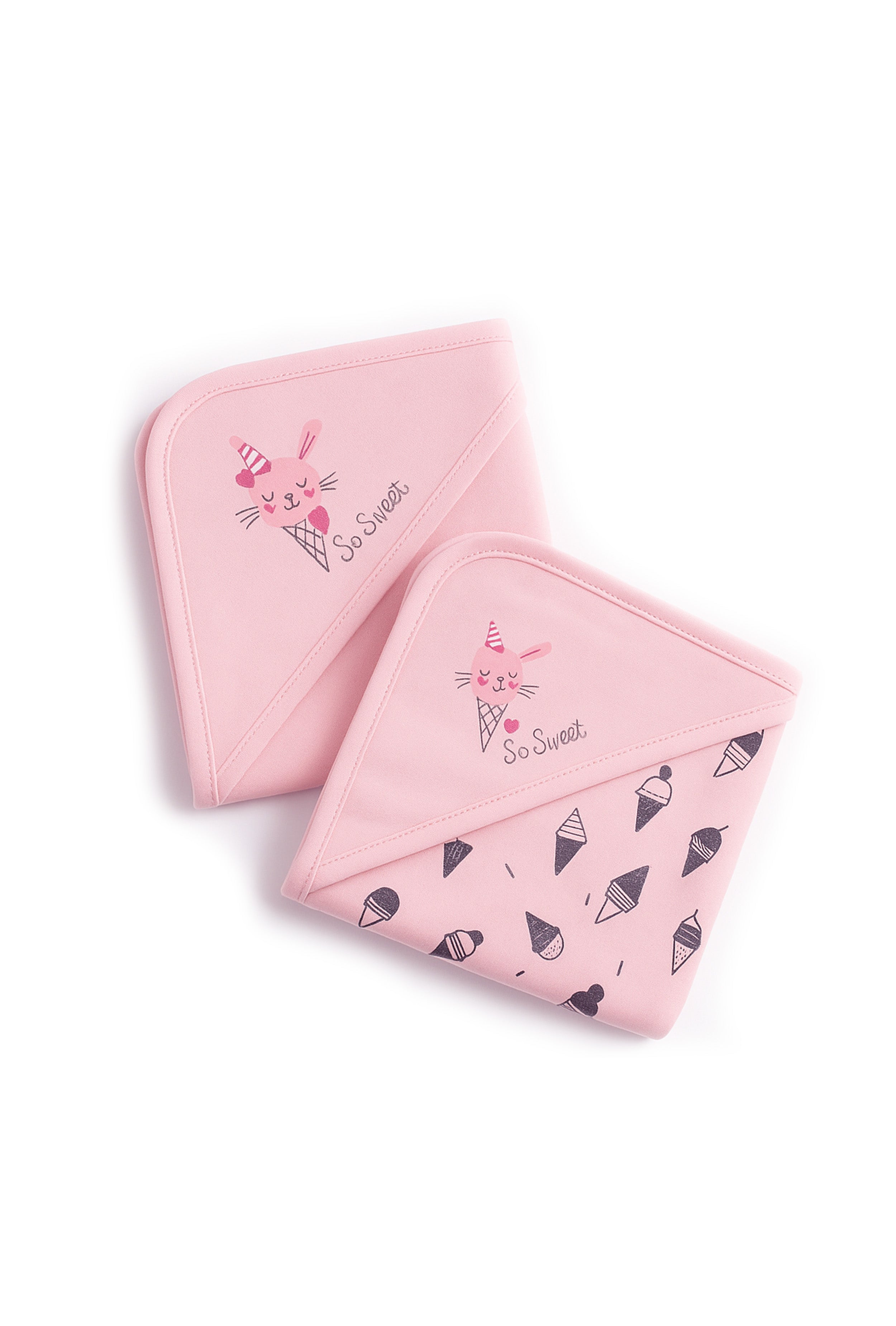 Nuberry Unisex Knitted Hooded Swaddle – Pack of 2 (Pink)