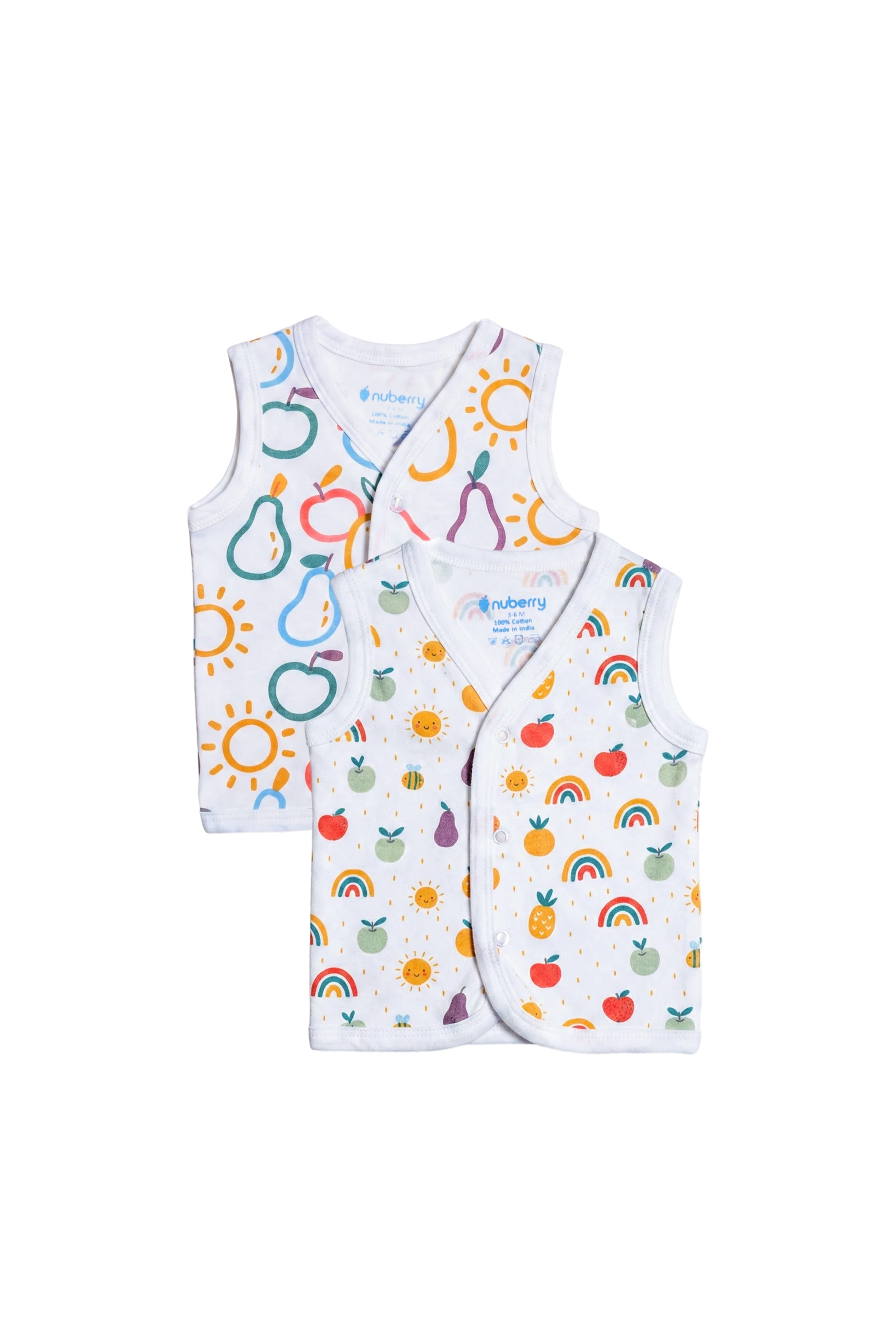 Nuberry Unisex Baby Open Vest (Pack of 2)