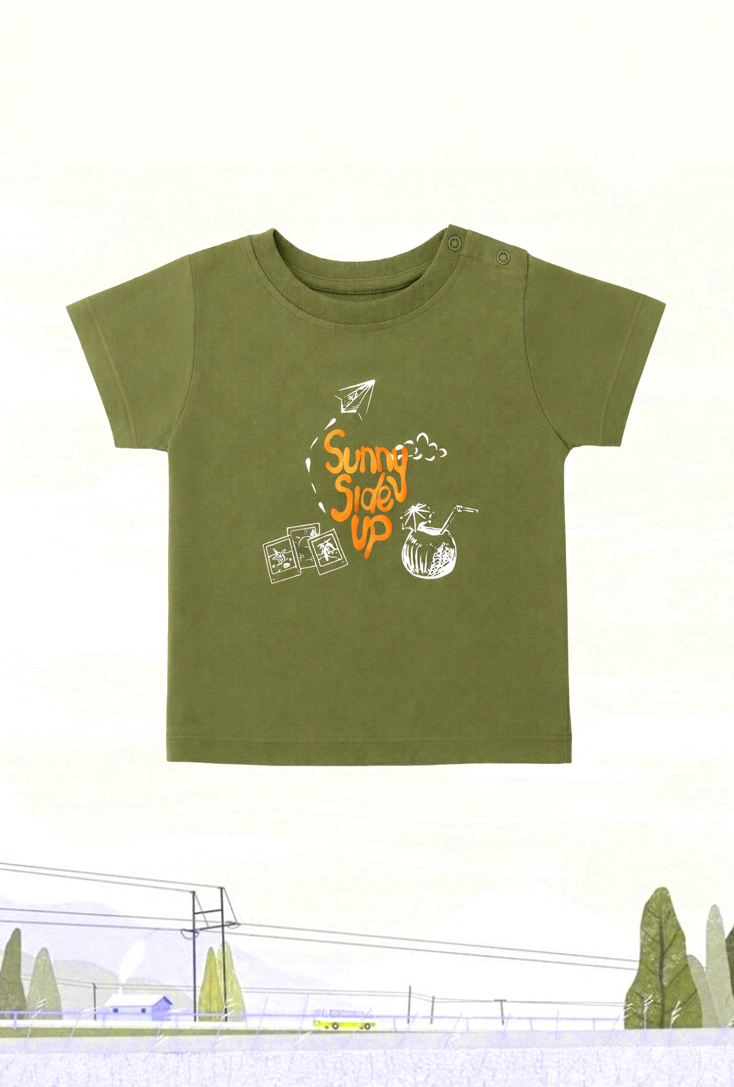 Speak Your Style | Nuberry Olive Text Print T-Shirt
