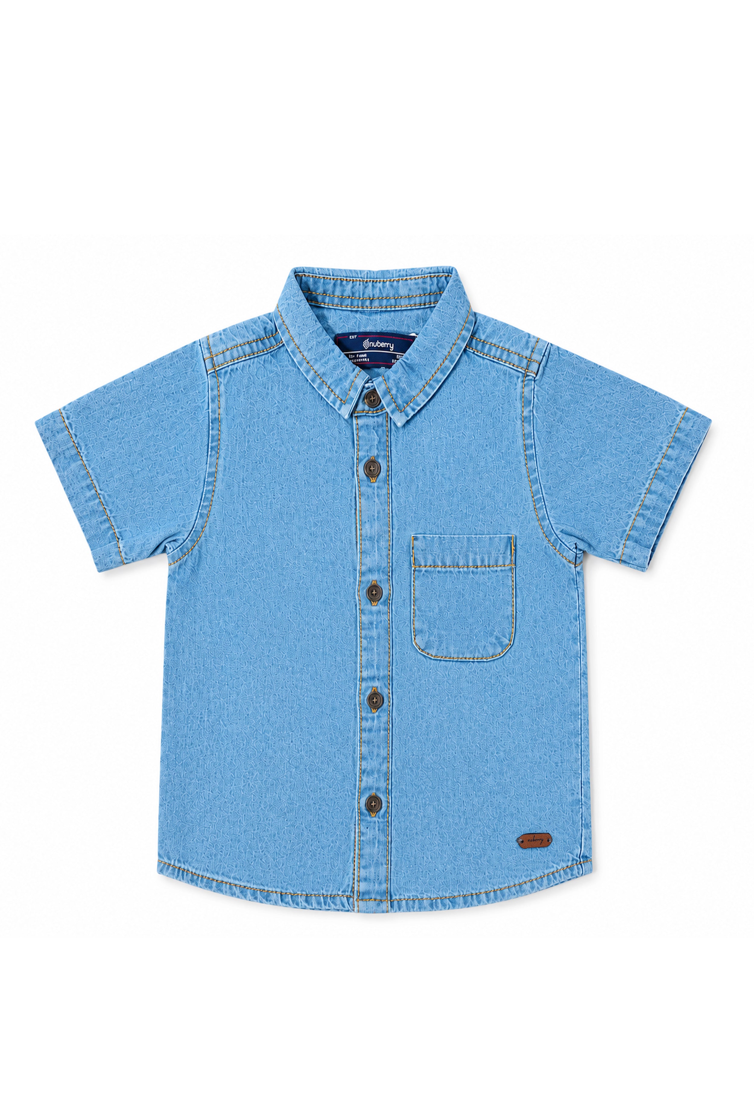 Nuberry Boys Premium Denim Half Sleeve Shirt | Smart Style | Everyday Comfort