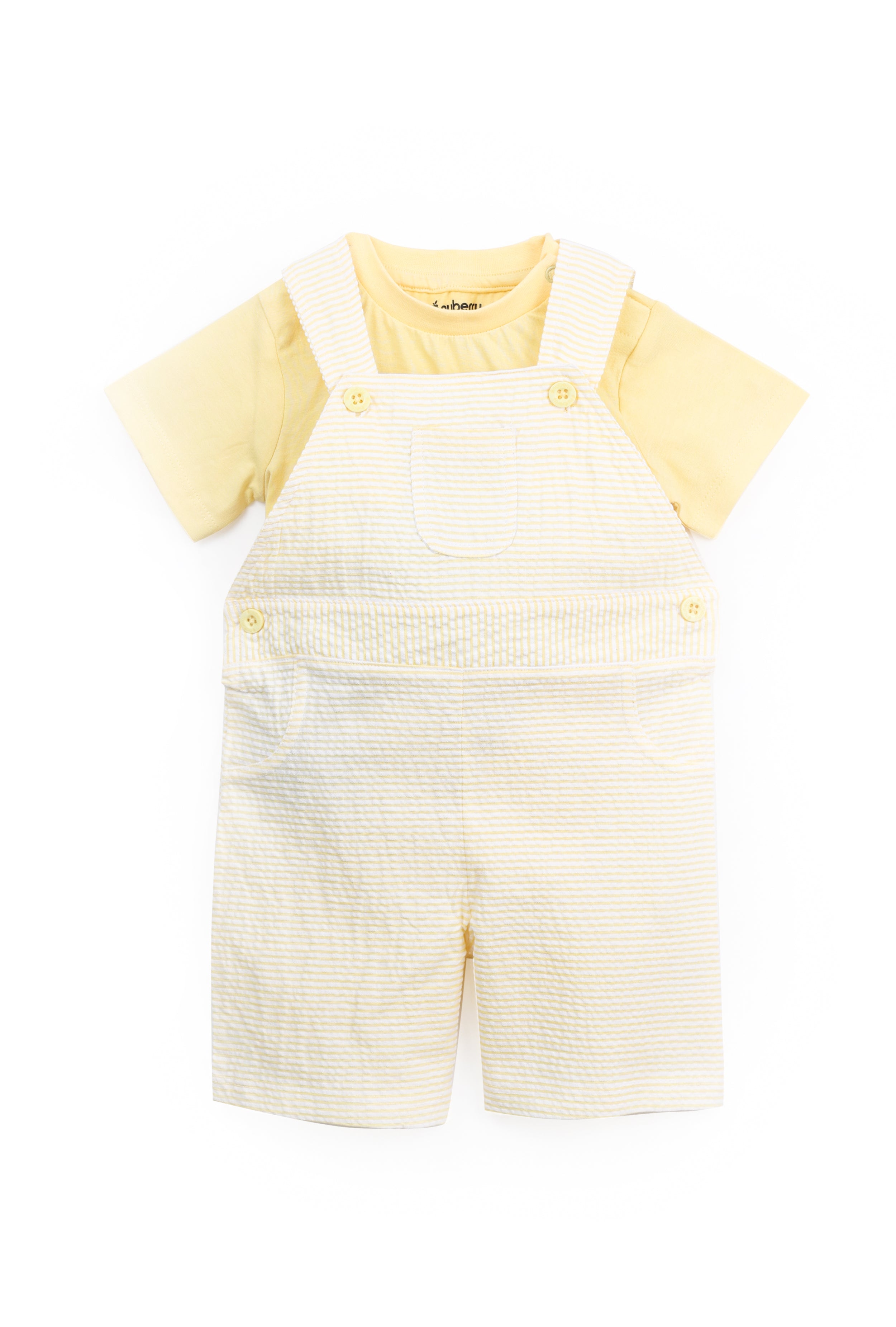 NUBERRY KIDS - BOY SEERSUCKER DUNGAREE YELLOW