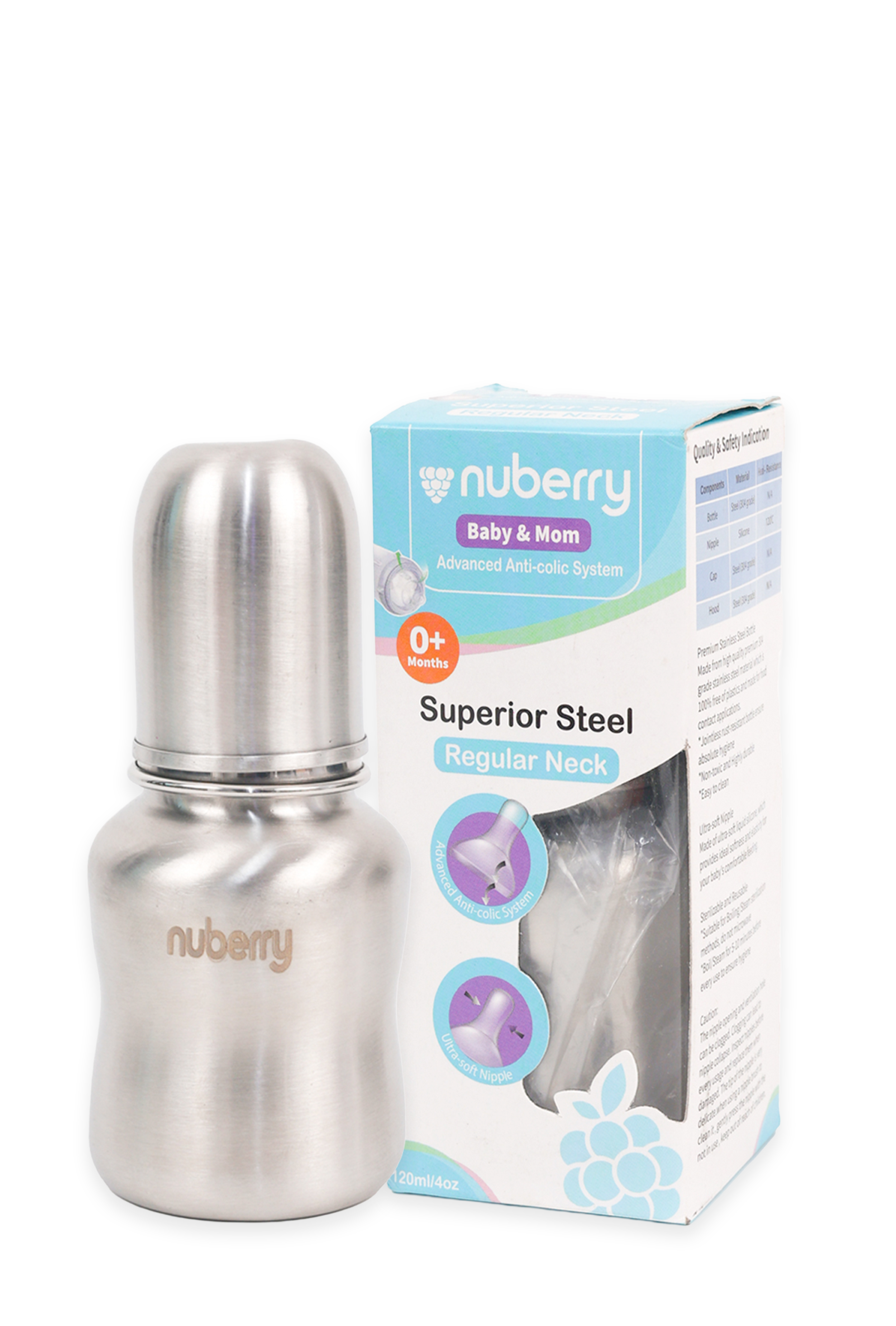 Nuberry Kids Baby Care – Steel Feeding Bottle (Regular Neck)