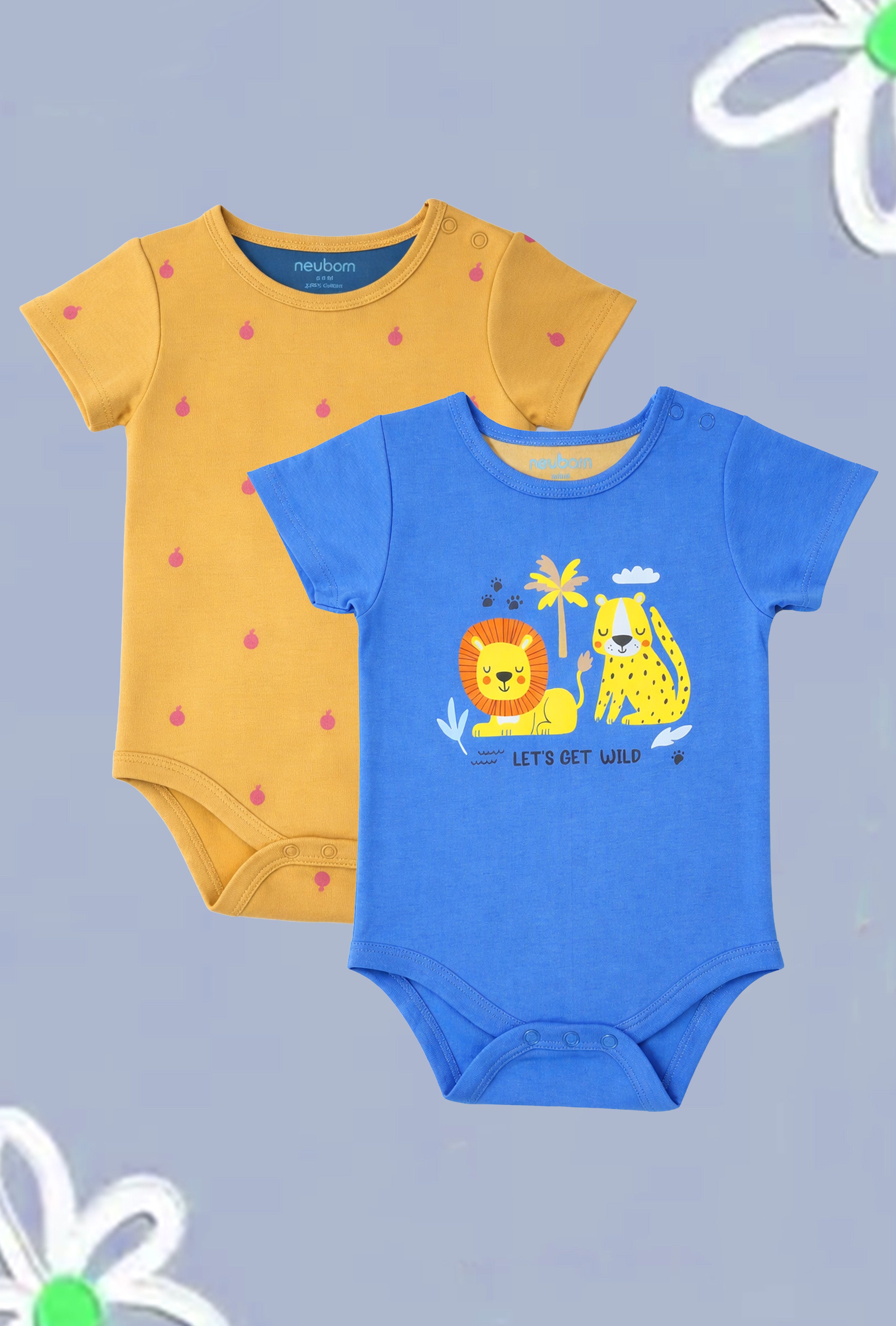 Gentle on Baby Skin | Trusted by Parents | Nuberry Unisex Bodysuit Set of 2