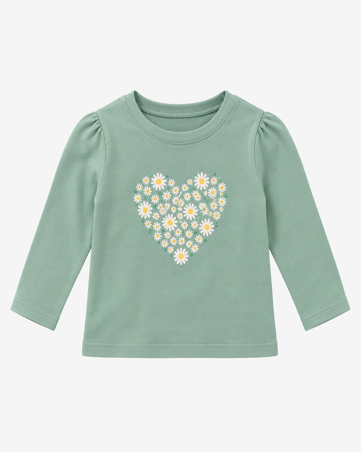 Nuberry Girls Full Sleeve T-Shirt in Sage Green | Little Flowers, Big Smiles