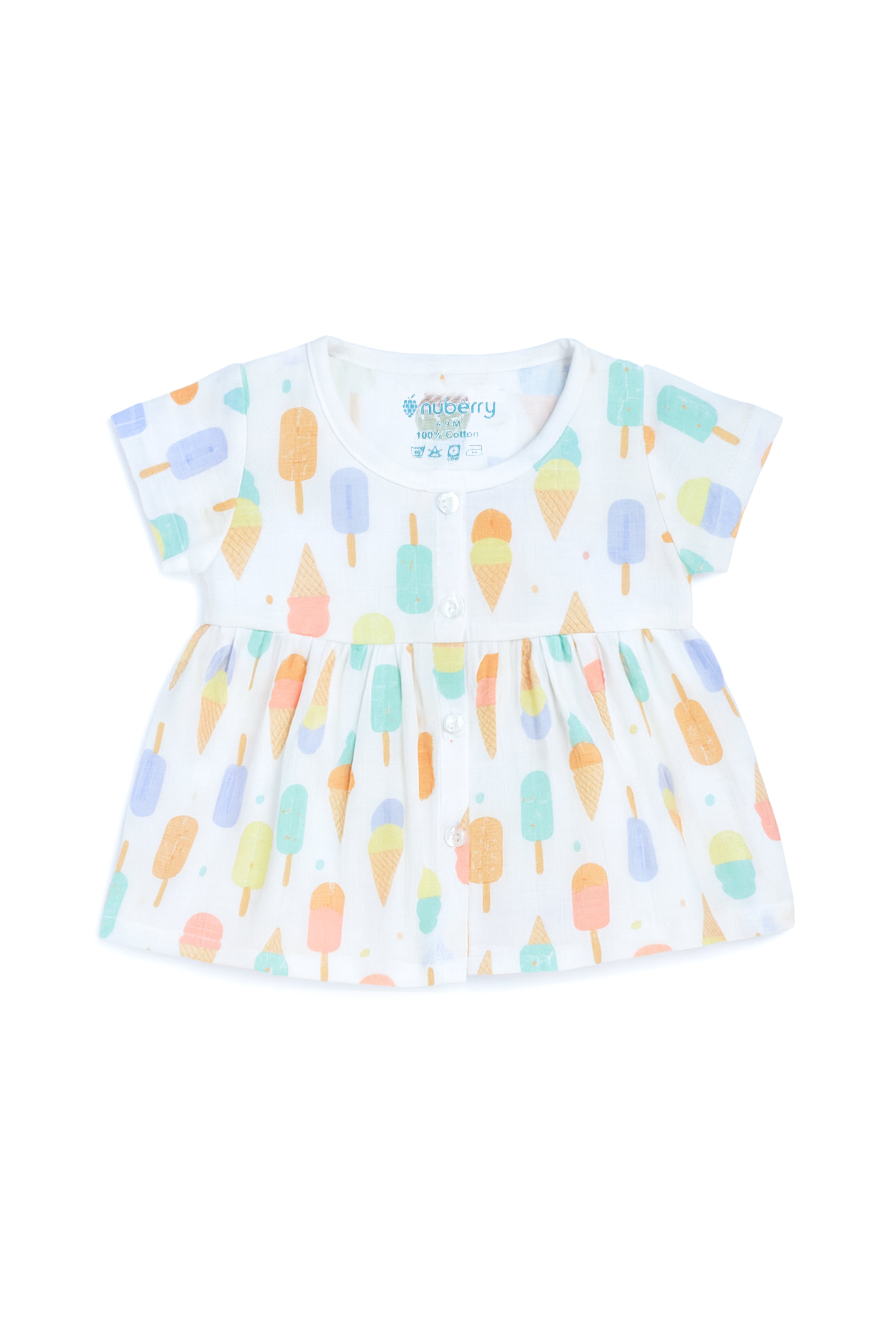 Nuberry Soft Muslin Half Sleeve Frock - Neubaby Stores