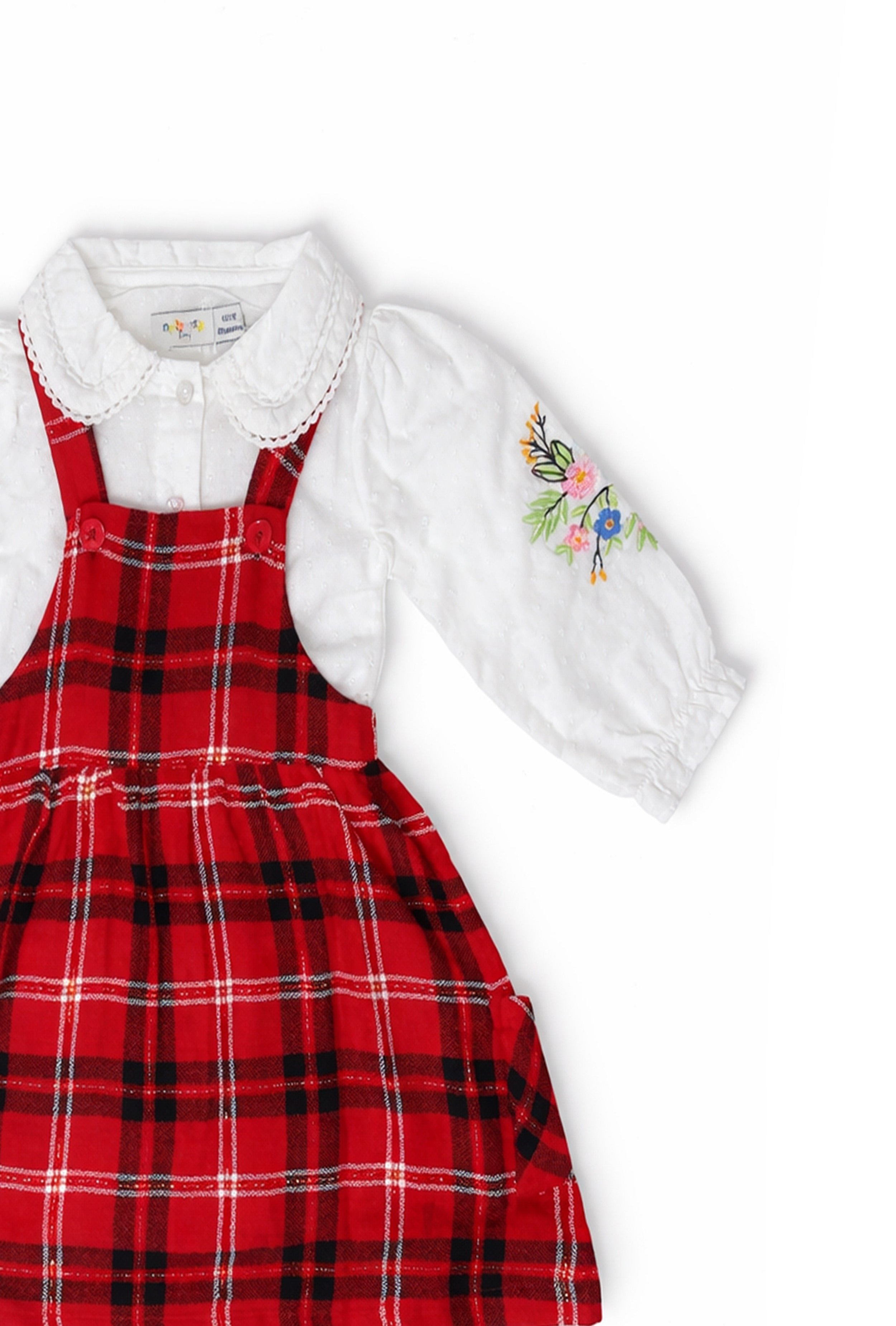 Nuberry Girl Dungaree | Soft & Breathable | Red