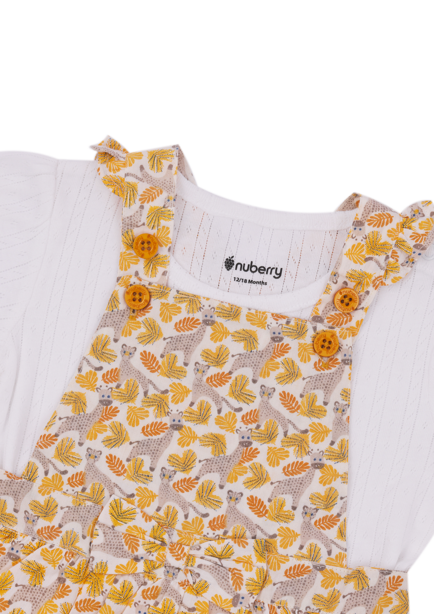 Cotton Animal Print Dungarees Set for Girls