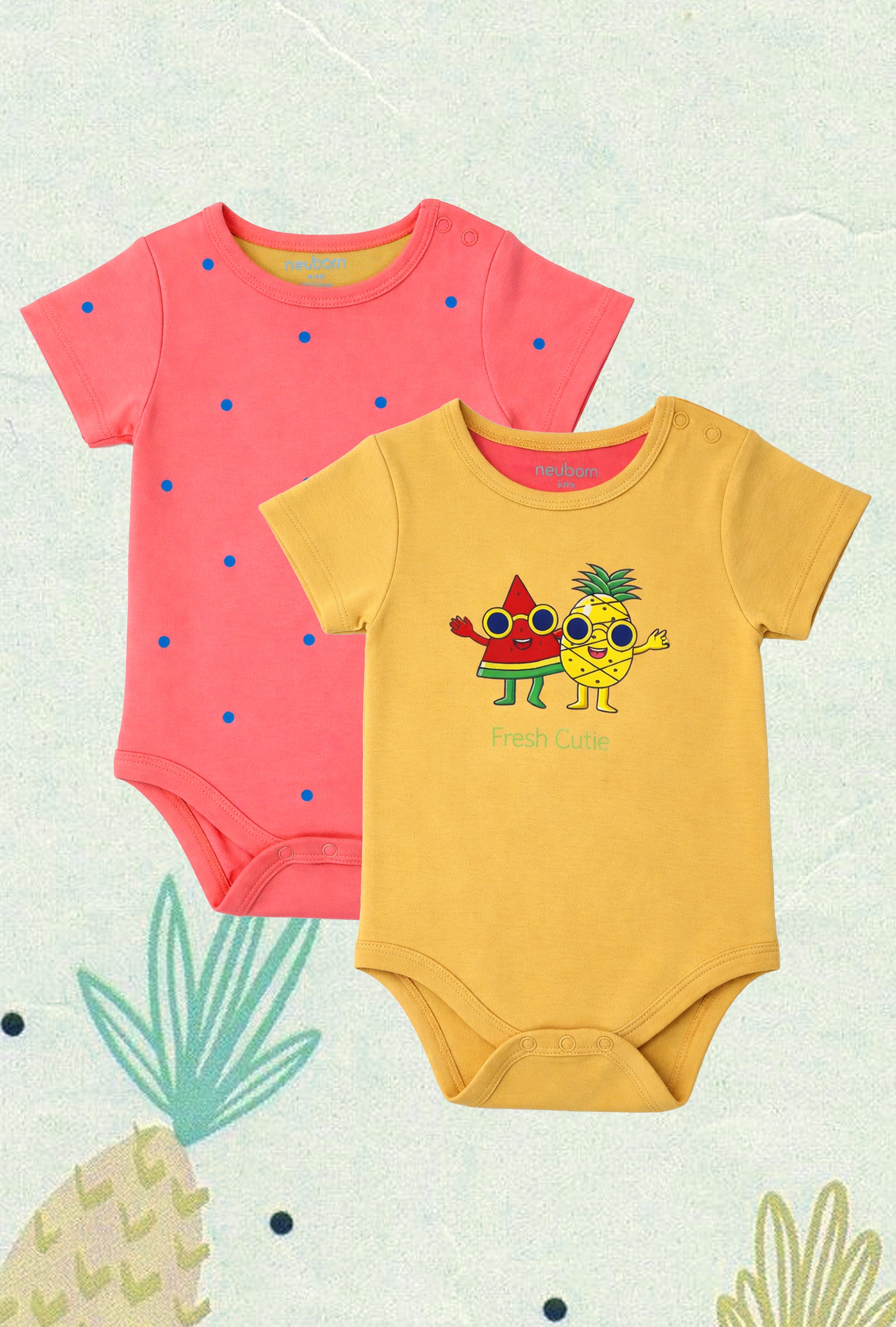 Gentle on Baby Skin | Trusted by Parents | Nuberry Unisex Bodysuit Set of 2