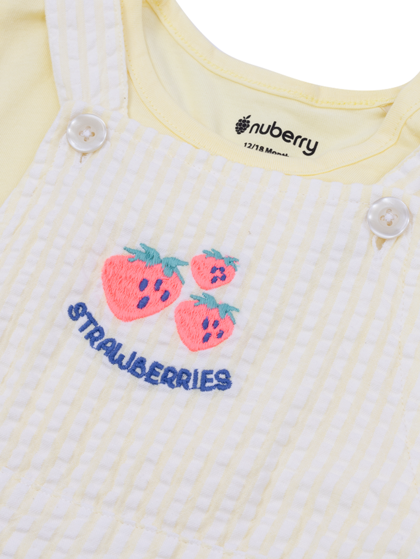 Pastel Seersucker Yellow Dungaree Set for Girls