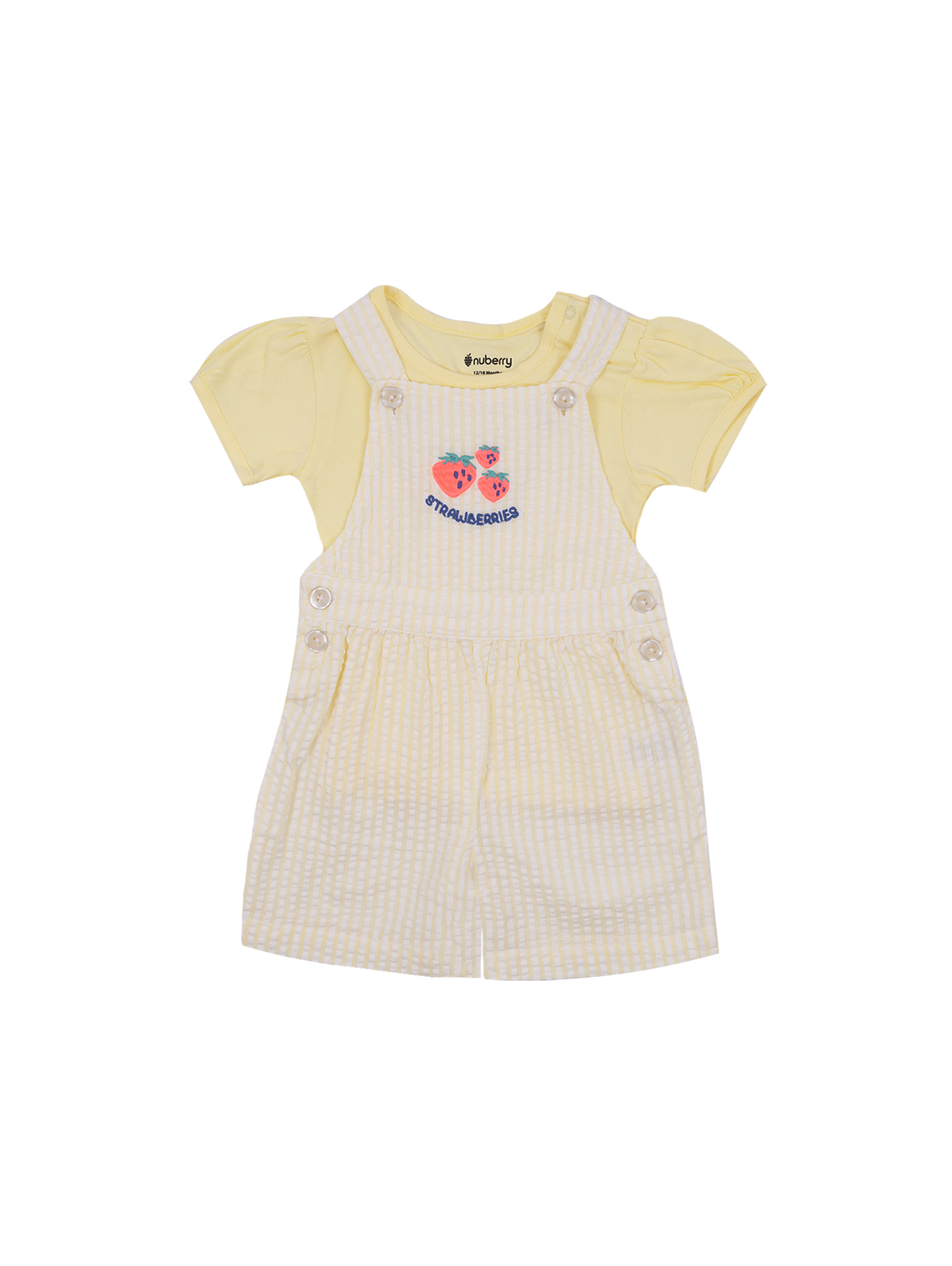 Pastel Seersucker Yellow Dungaree Set for Girls