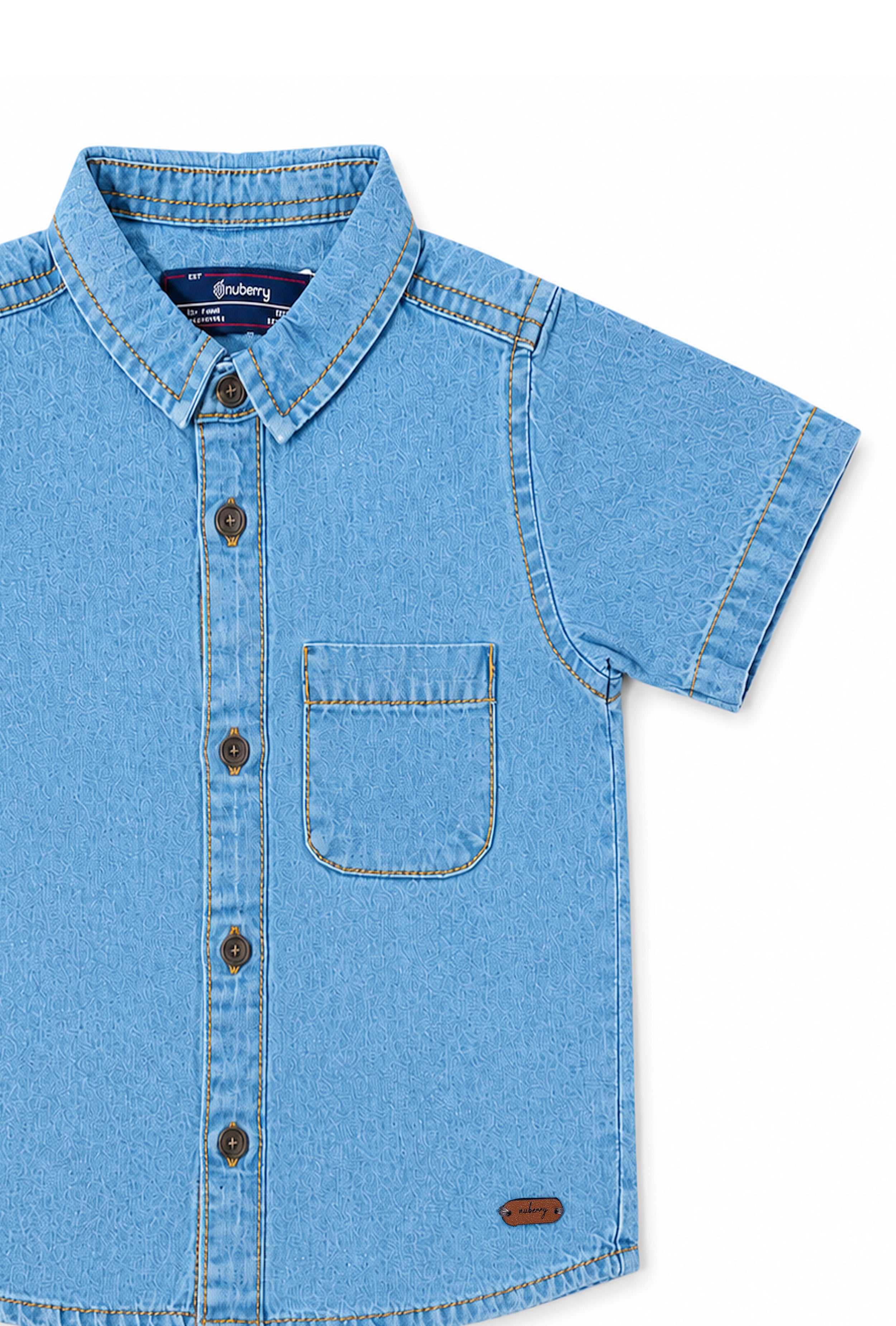 Nuberry Boys Premium Denim Half Sleeve Shirt | Smart Style | Everyday Comfort