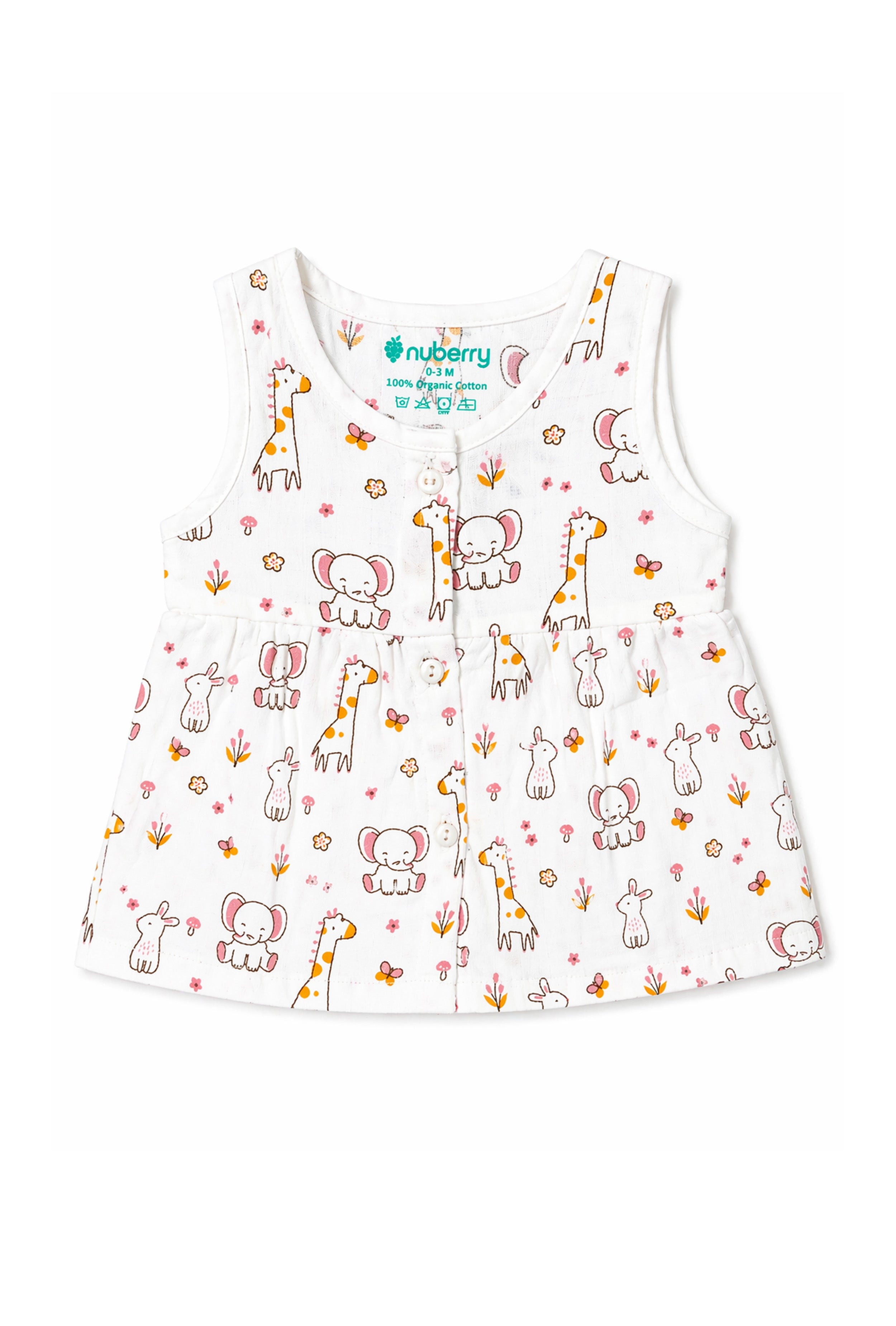 Nuberry Newborn Girls Sleeveless Muslin Frock