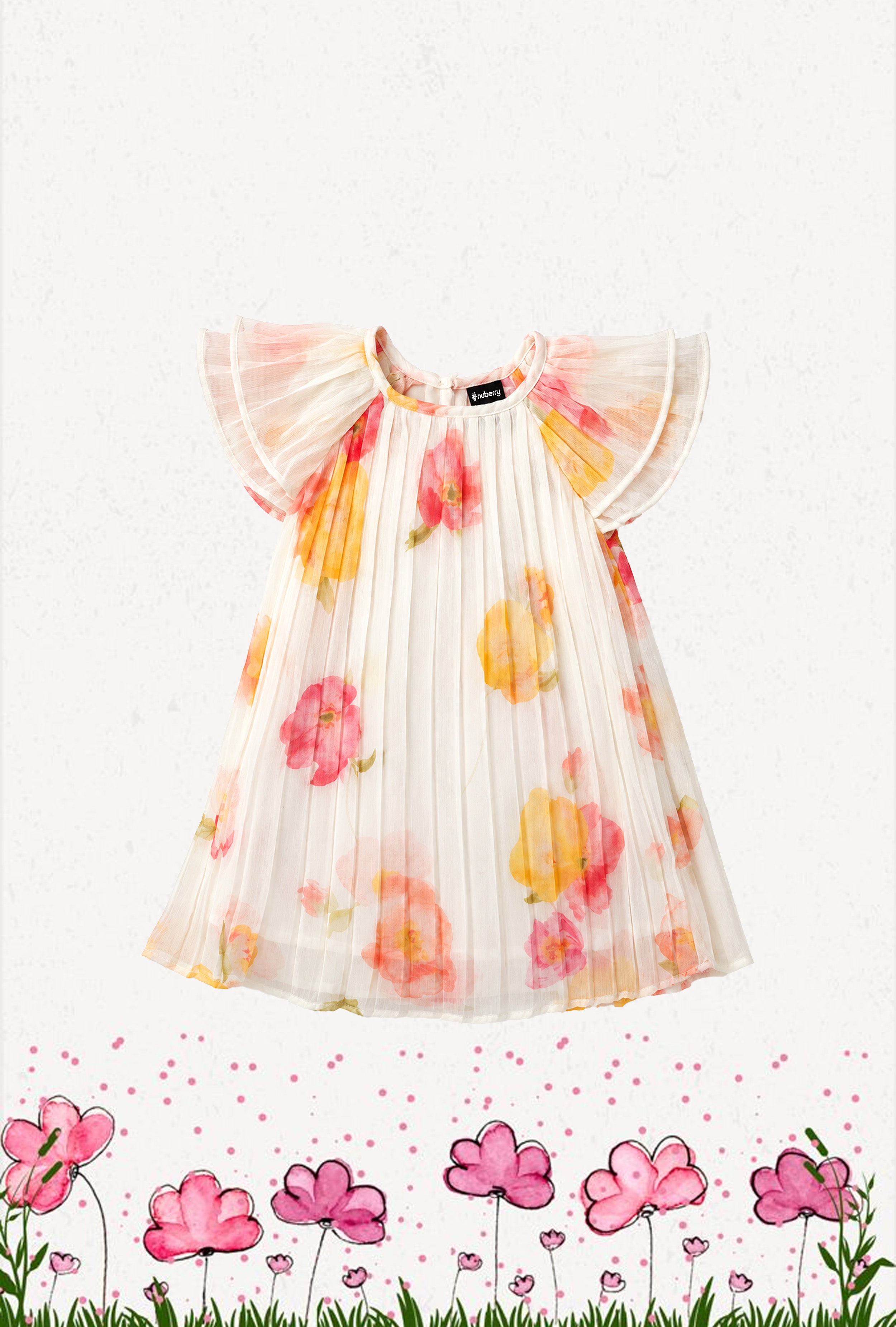 Nuberry Girls Pleated Dress | Elegant Style, Soft Comfort & Everyday Charm