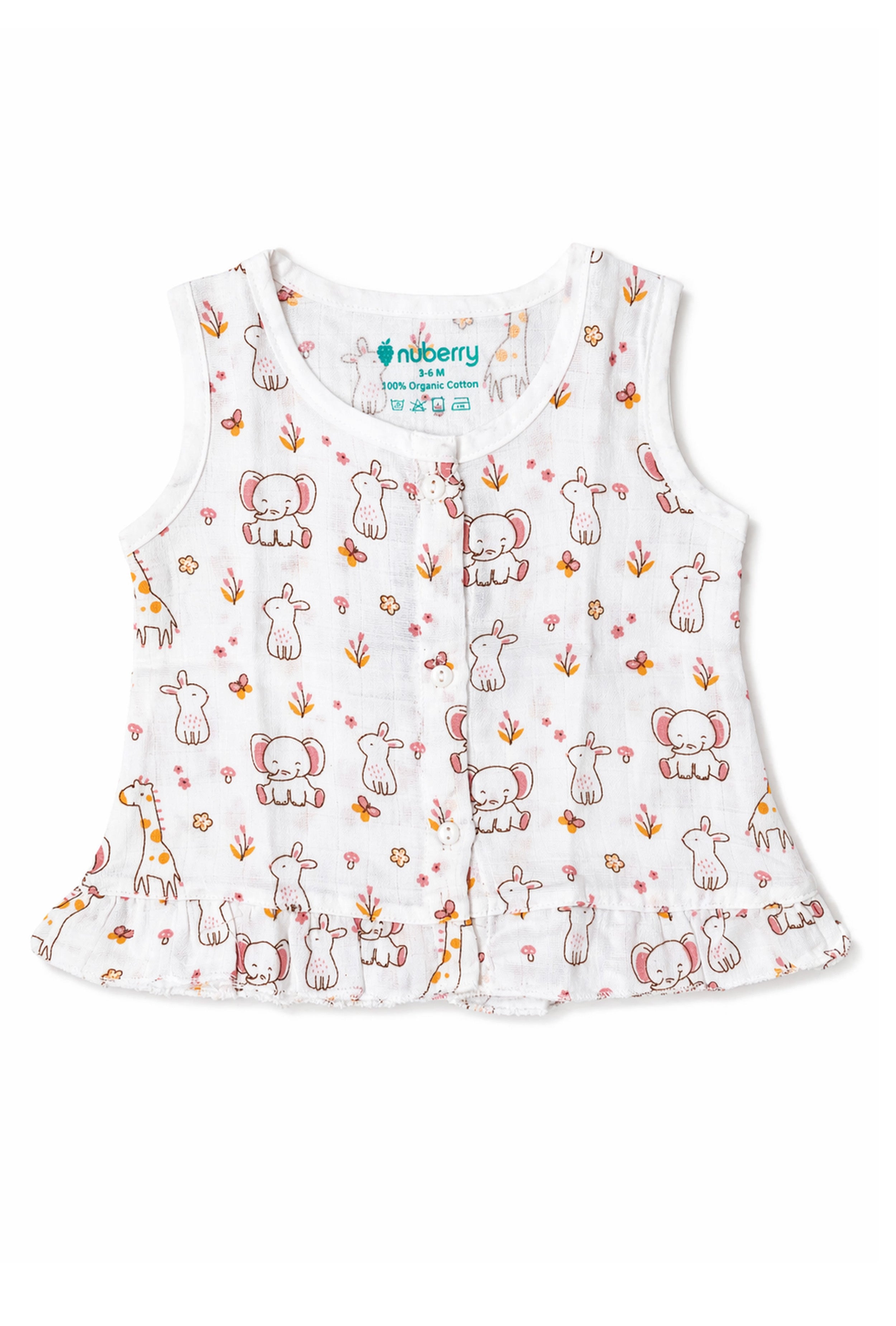 Nuberry Newborn Girls Sleeveless Muslin Frock