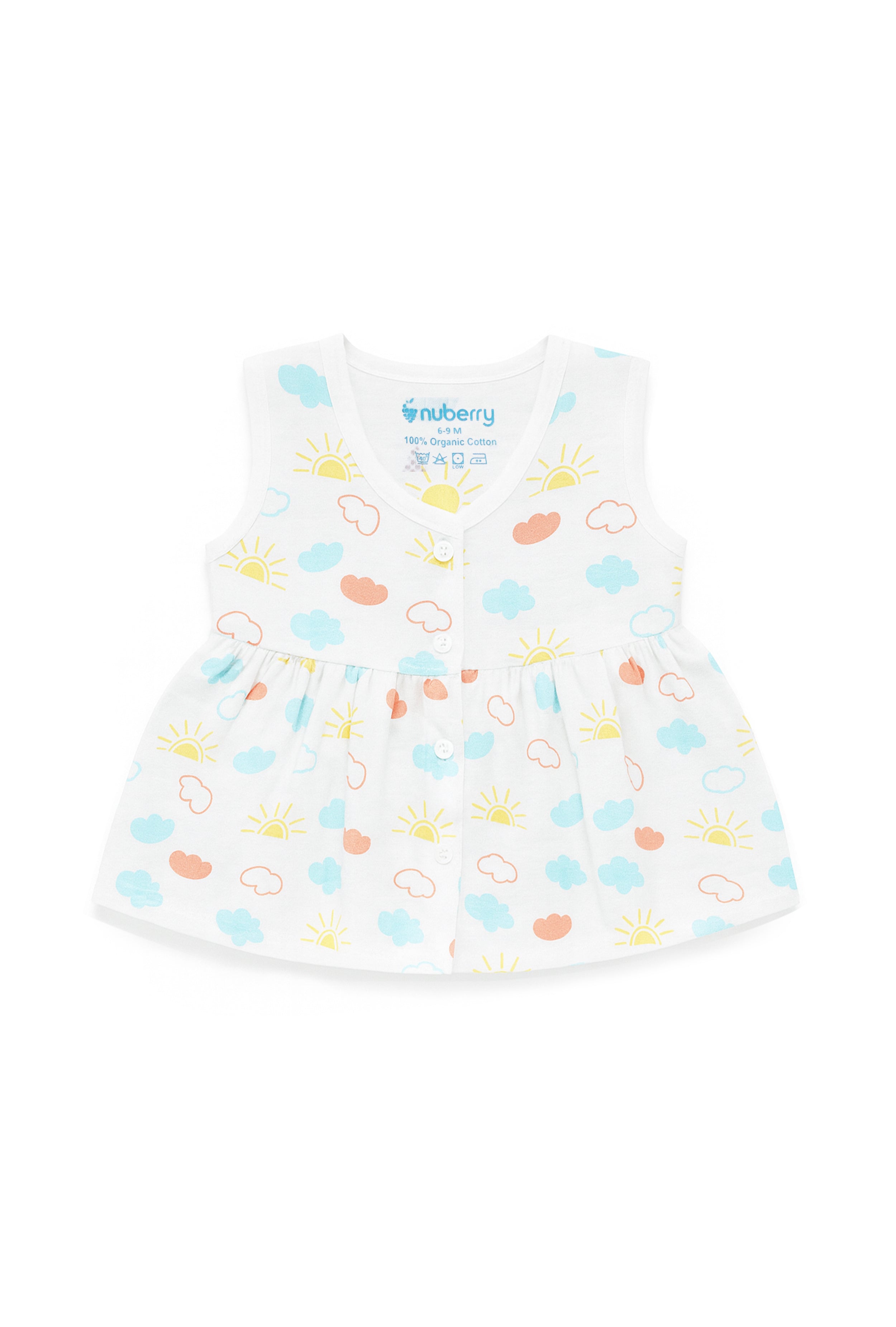Nuberry Newborn Girls Sleeveless Muslin Frock