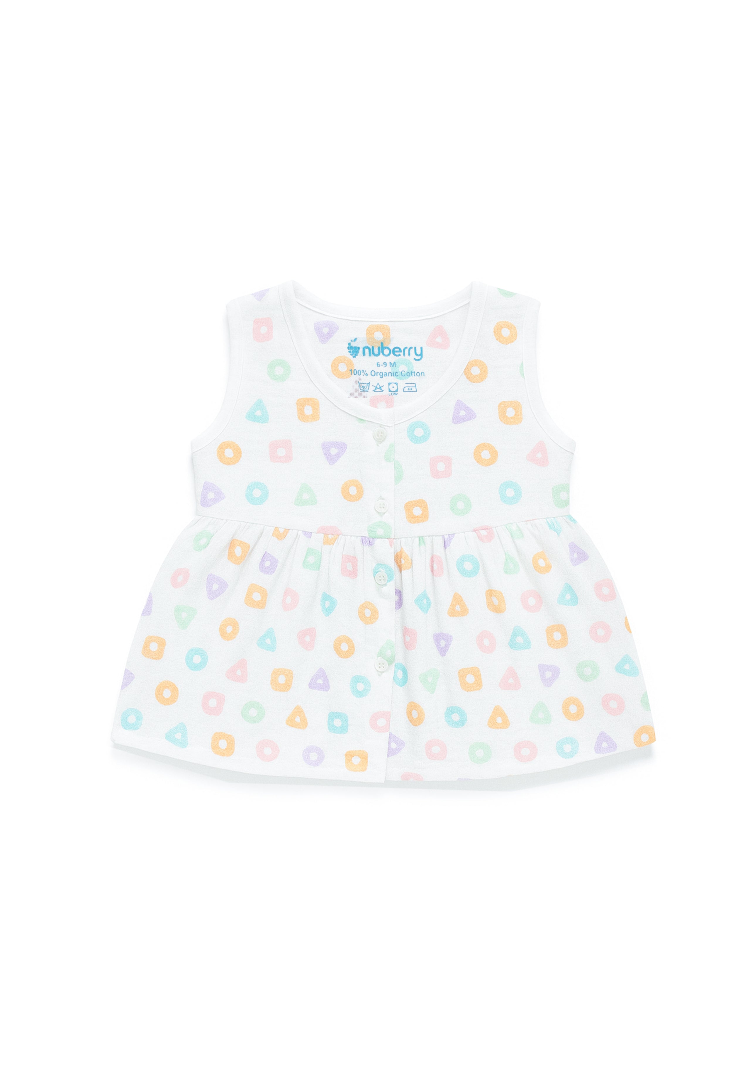 Nuberry Newborn Girls Sleeveless Muslin Frock