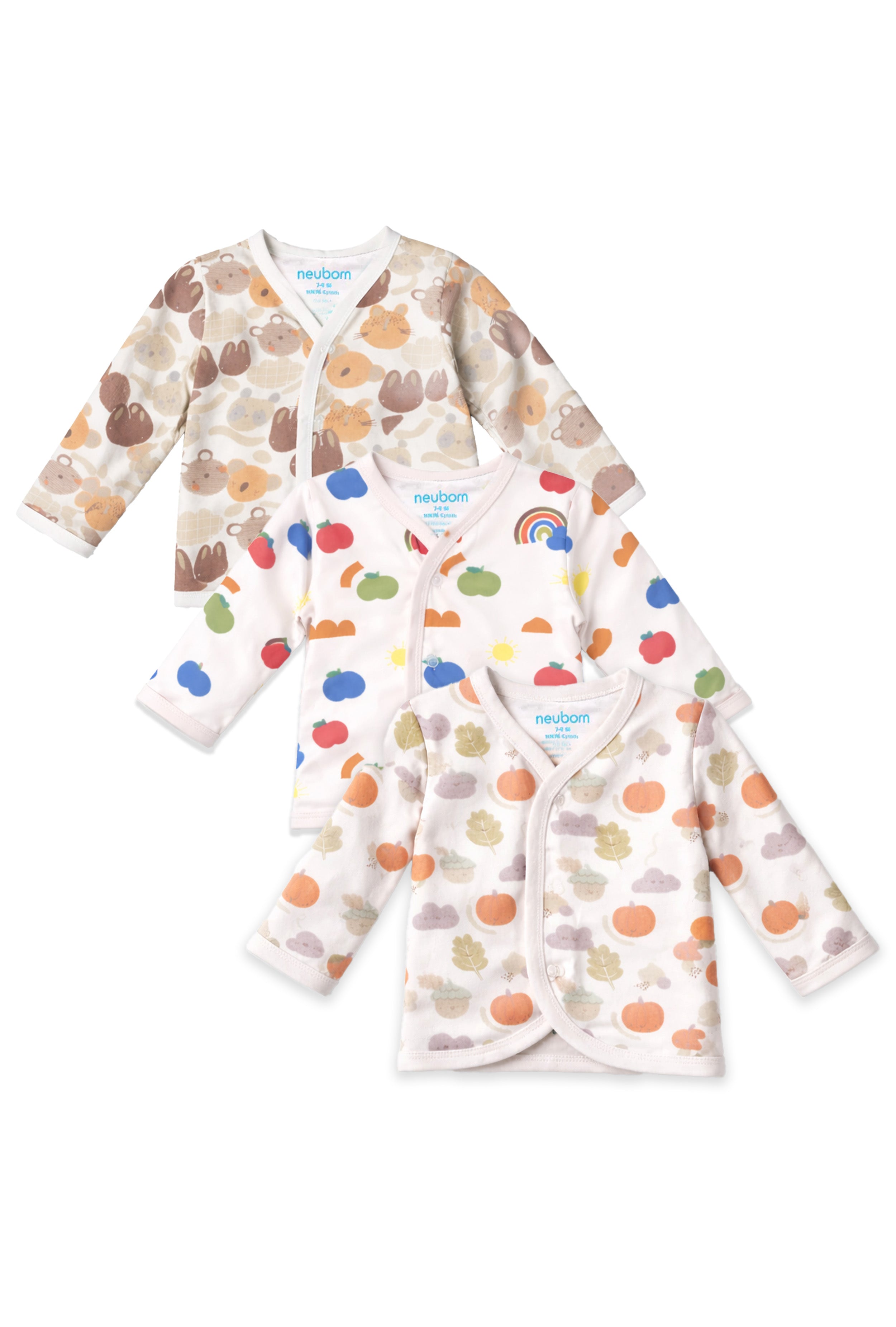 Nuberry Unisex Baby Open Vest - Full Sleeve (Pack of 3)