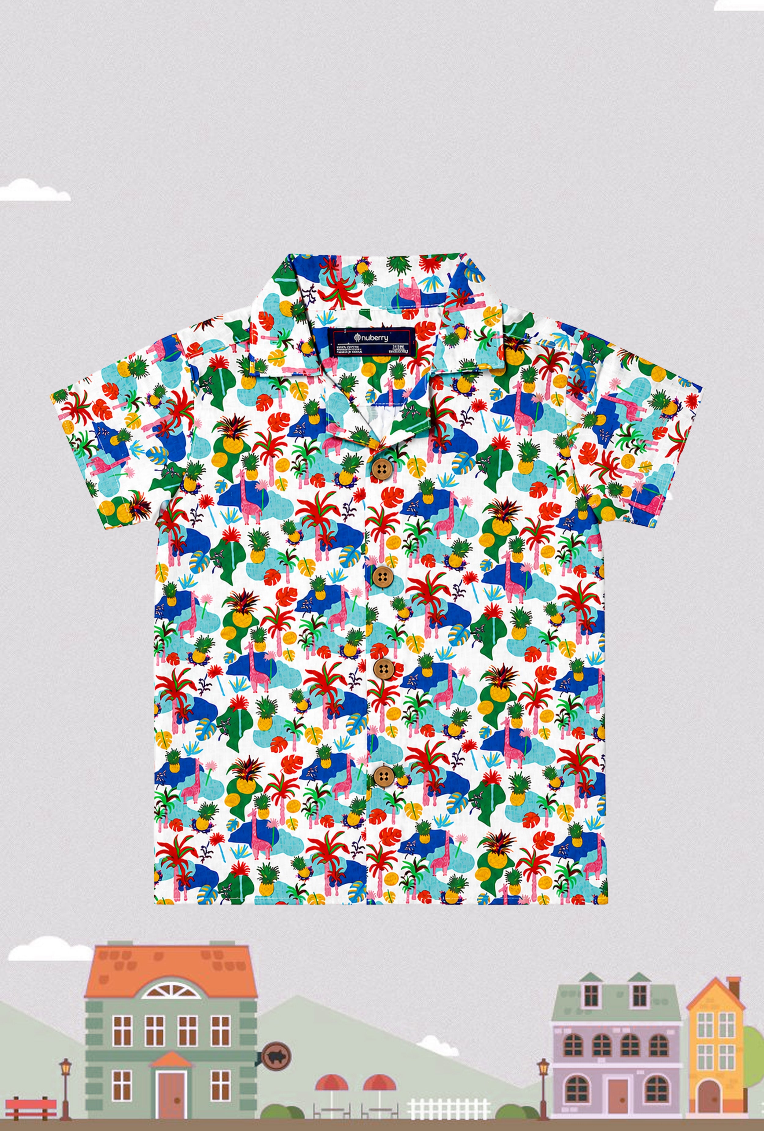 Nuberry Boys Half Sleeve Shirt | Playful Prints for Joyful Moments