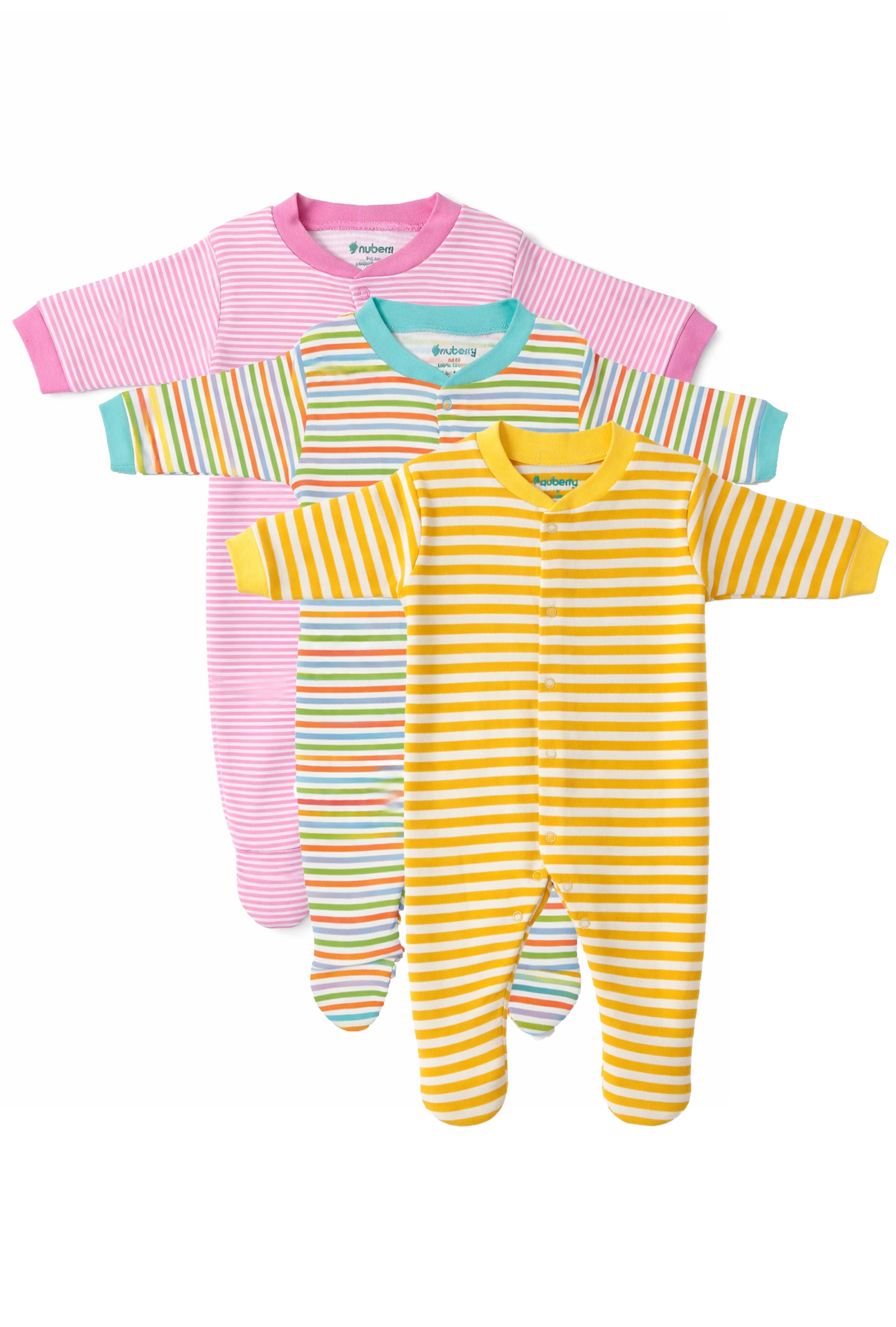 Chosen by Moms | Loved by Babies | Pure Cotton Sleep Suits (Pack of 3)