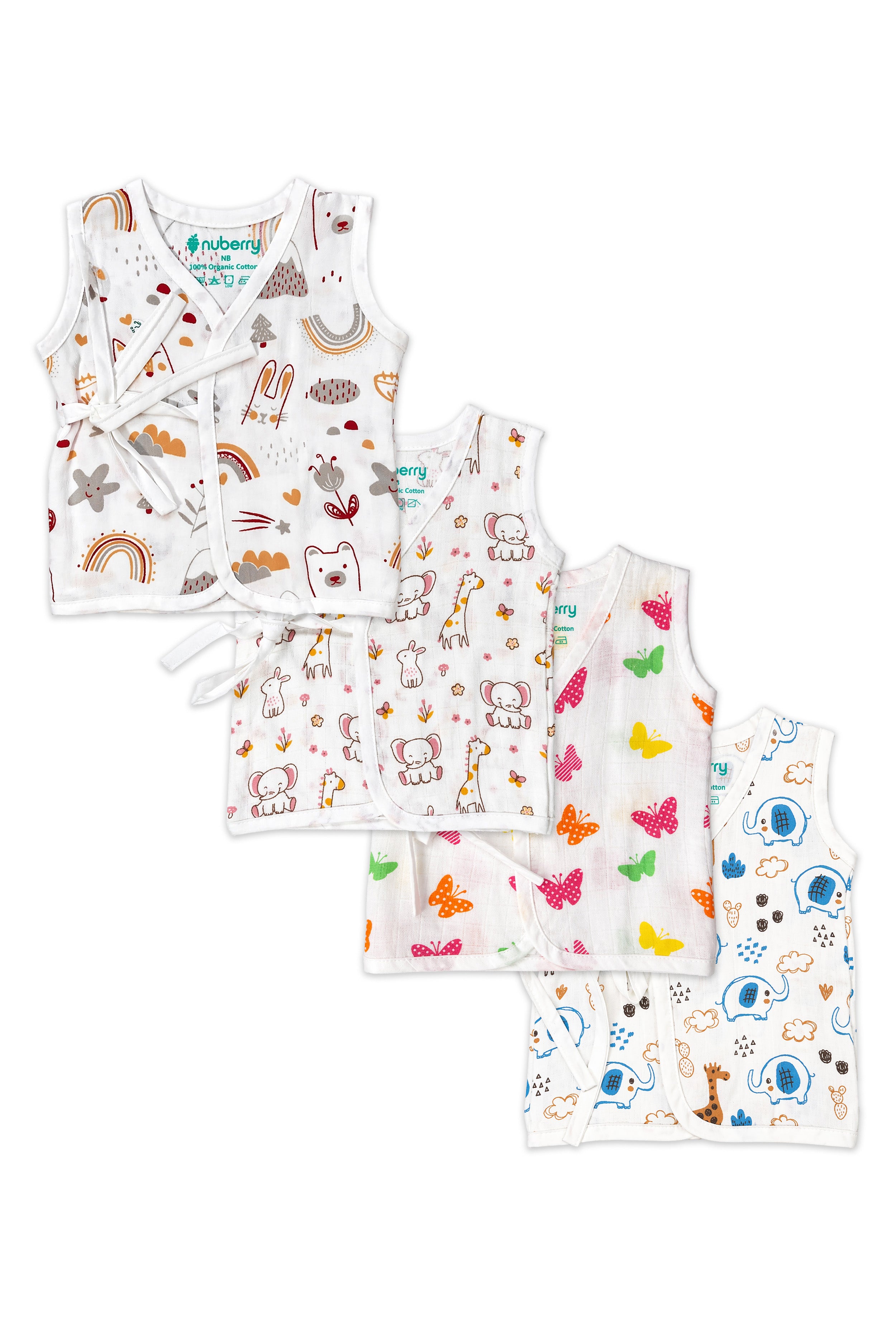 Nuberry Muslin Side Knot Jabla | Pack of 4 | Soft as Love, Light as a Dream