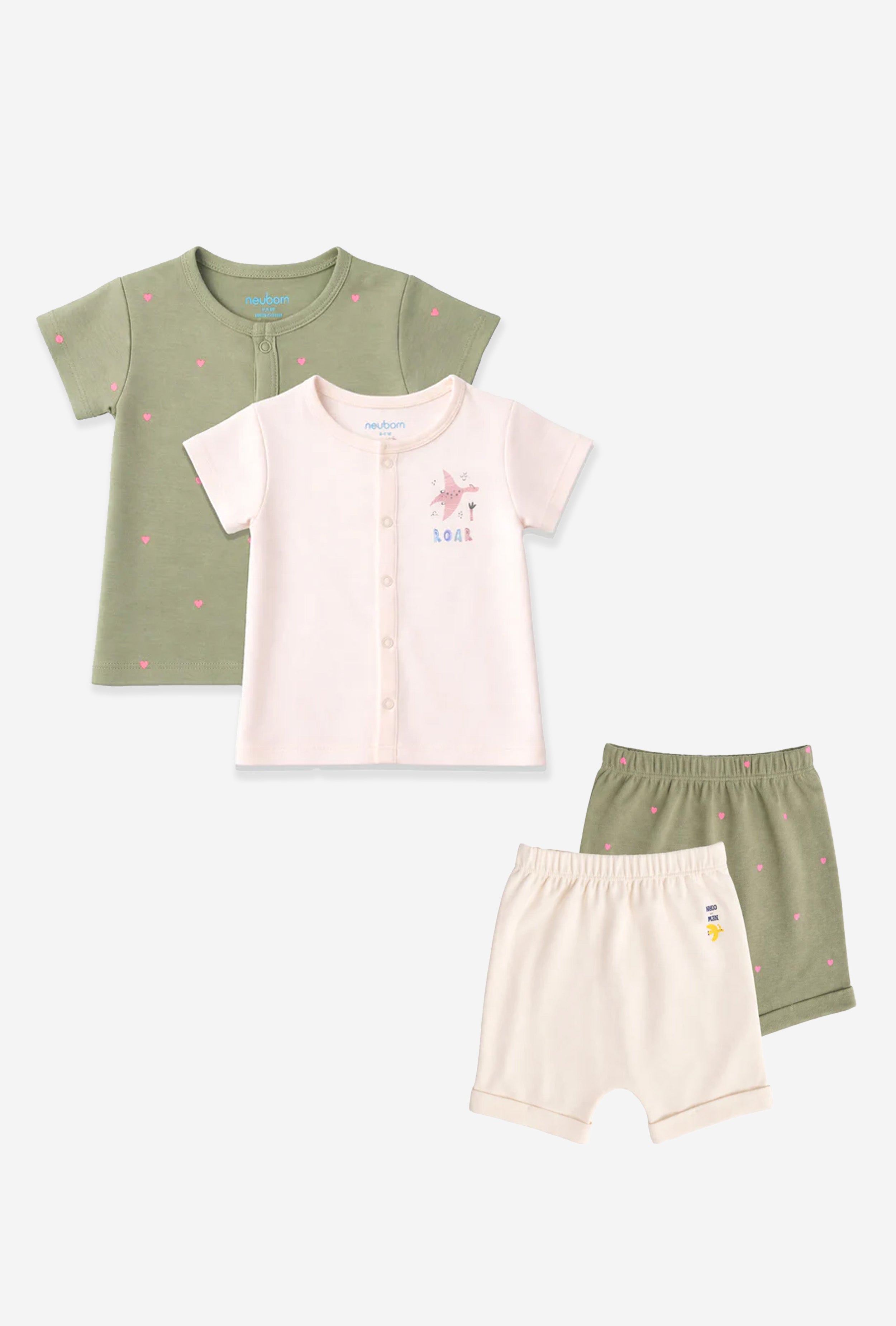 Nuberry Unisex Baby Combo Pack | Jabla & Shorts (Pack of 4) | Skin-Friendly Cotton