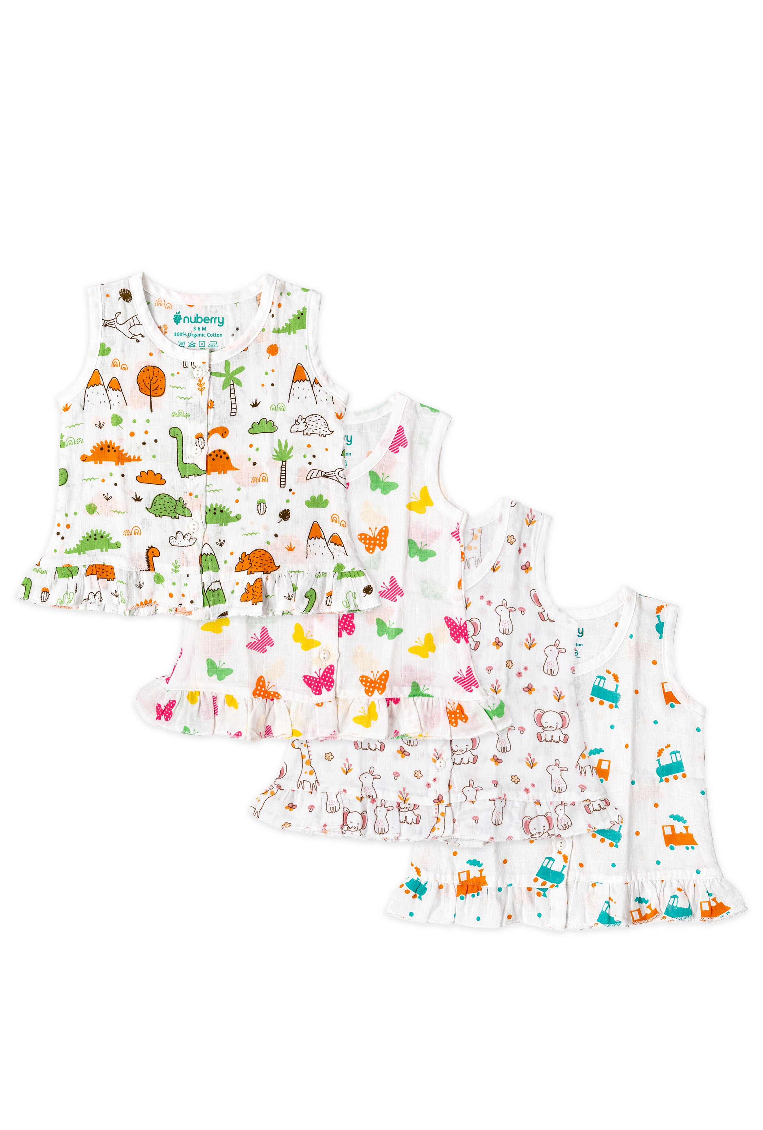 Nuberry Newborn Girls Sleeveless Muslin Frock