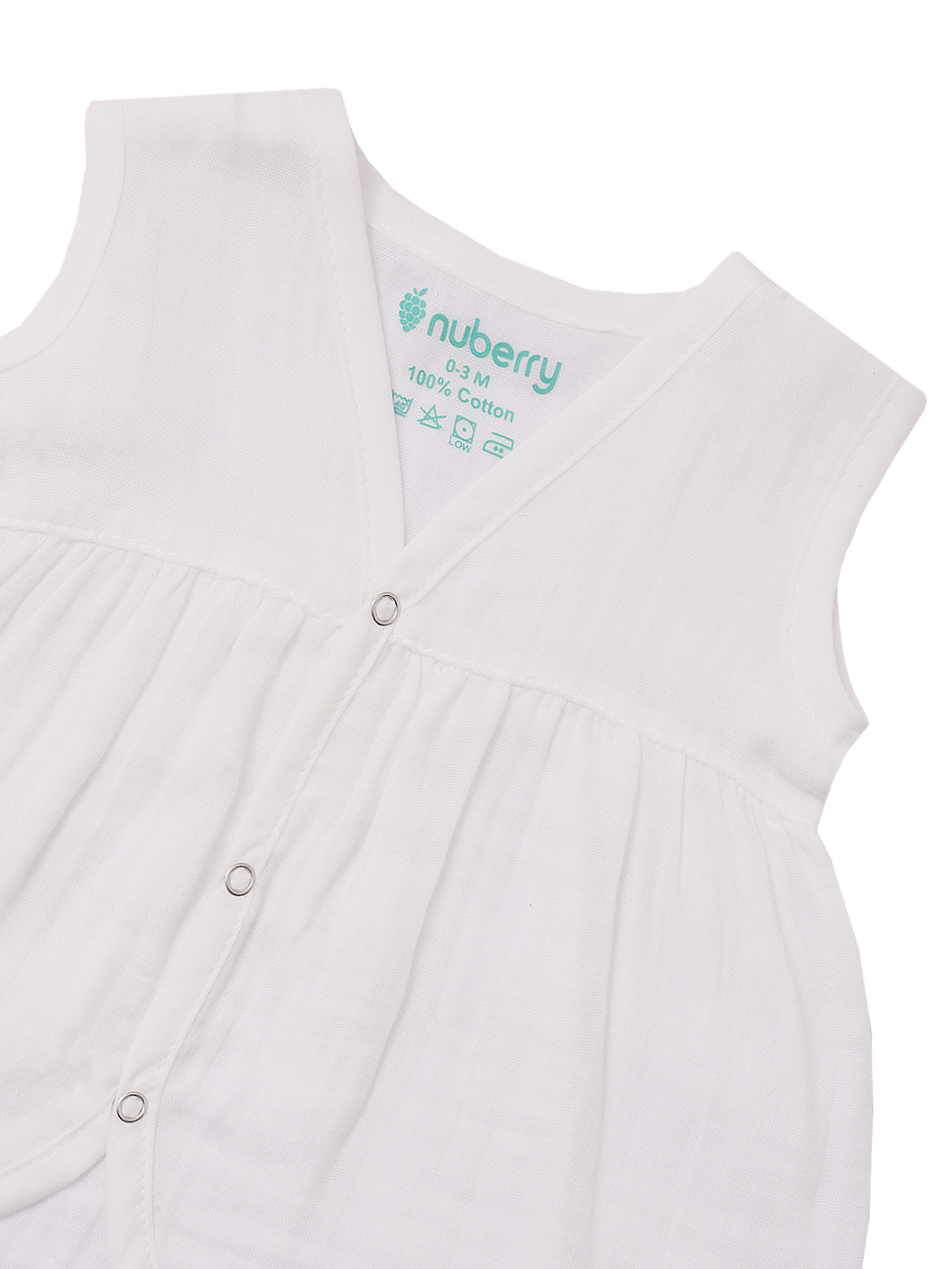 Sleeveless Muslin White Frock for Newborn