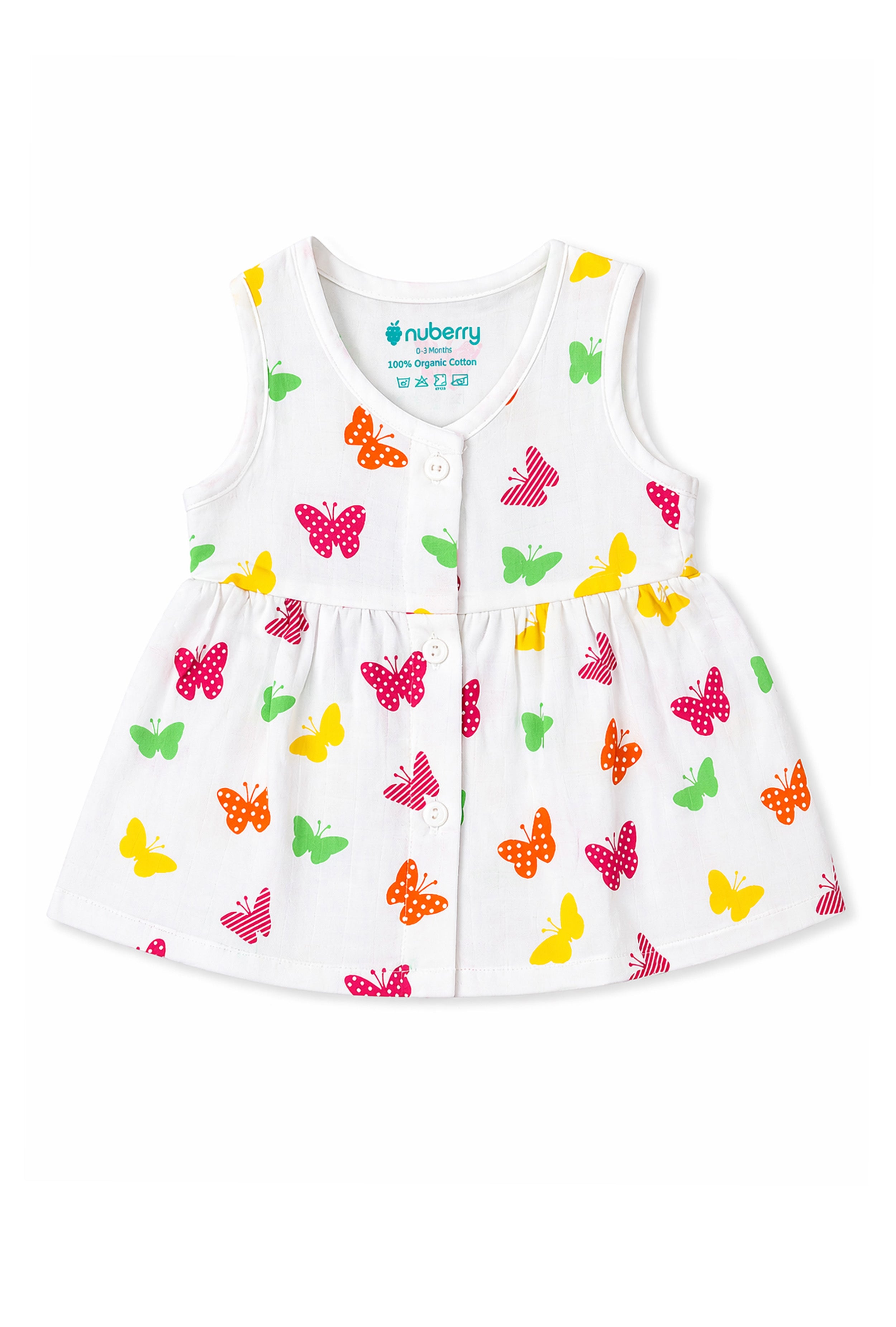 Nuberry Newborn Girls Sleeveless Muslin Frock