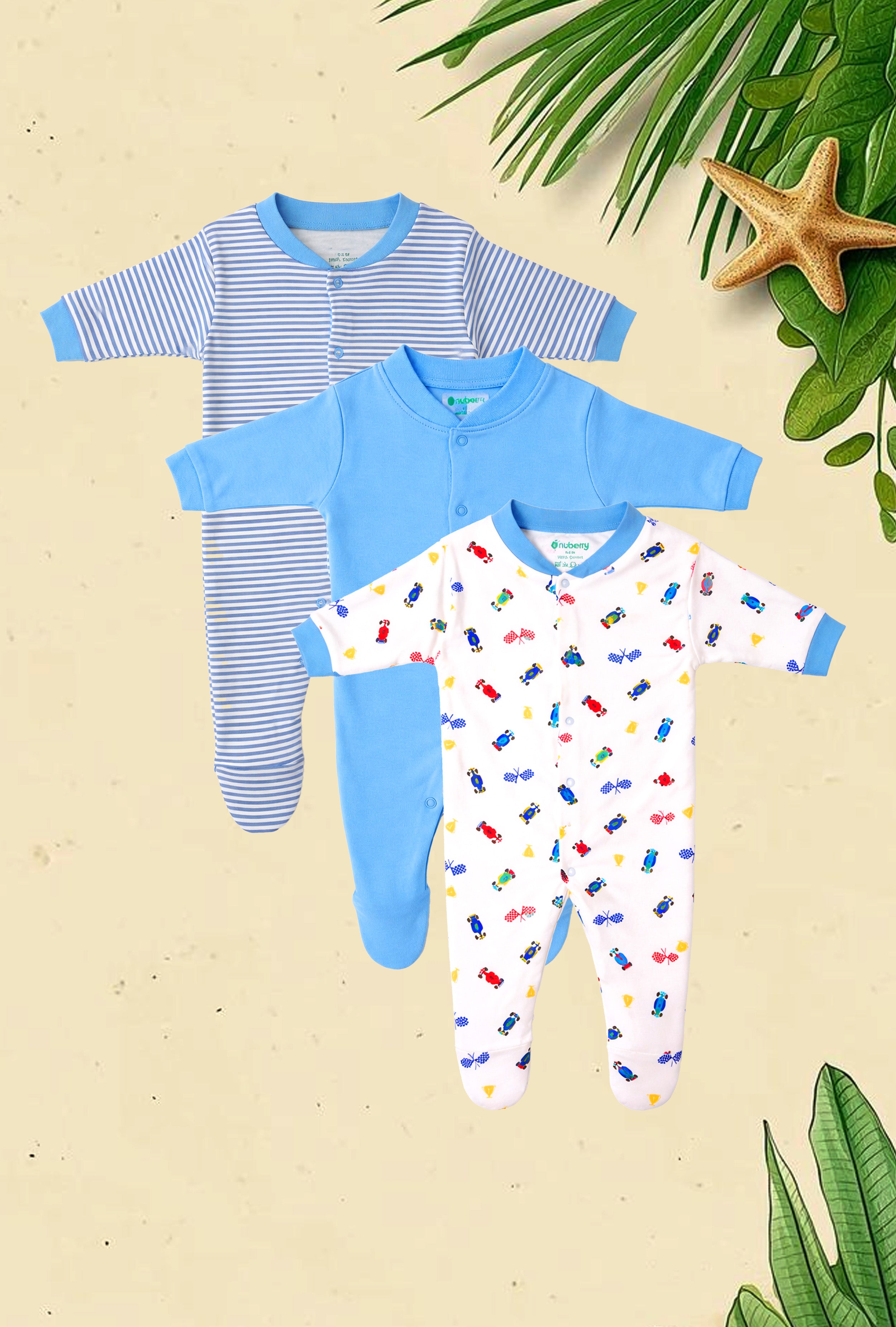 Chosen by Moms | Loved by Babies | Pure Cotton Sleep Suits (Pack of 3)