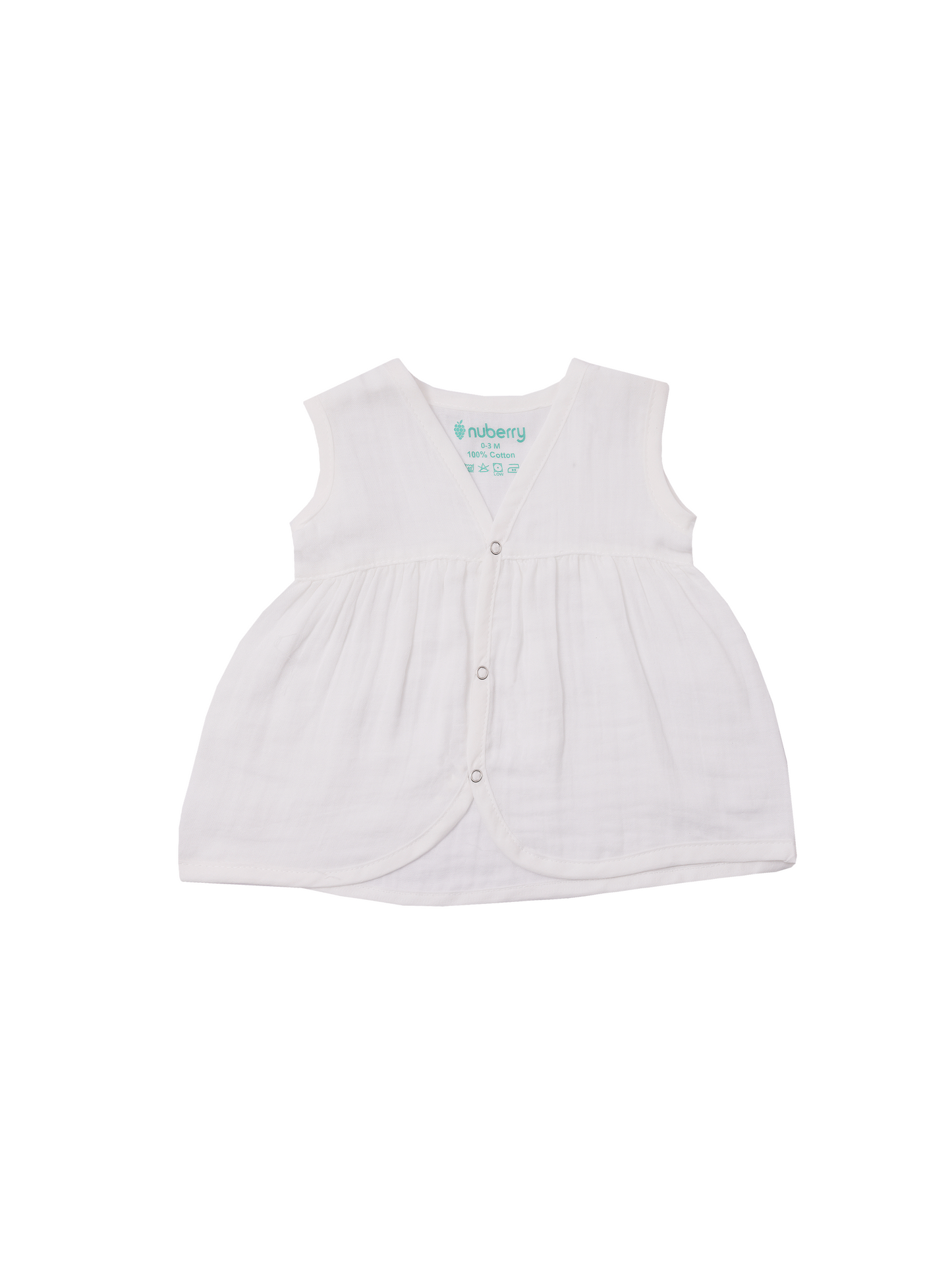 Sleeveless Muslin White Frock for Newborn