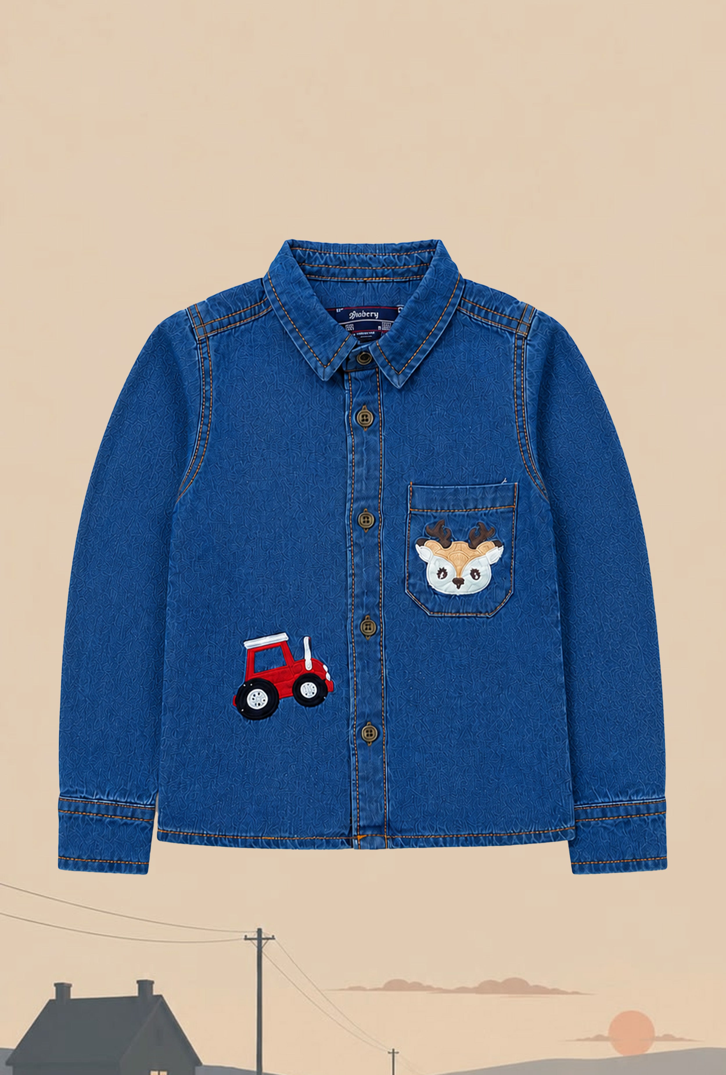 Nuberry Boys Premium Denim Full Sleeve Shirt | Smart Style | Everyday Comfort | Car Print