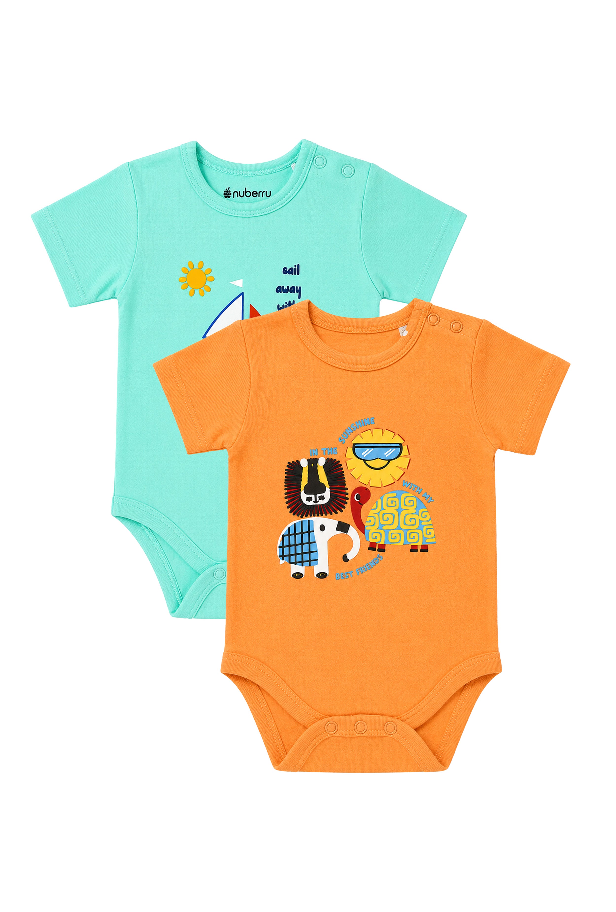 Gentle on Baby Skin | Trusted by Parents | Nuberry Unisex Bodysuit Set of 2